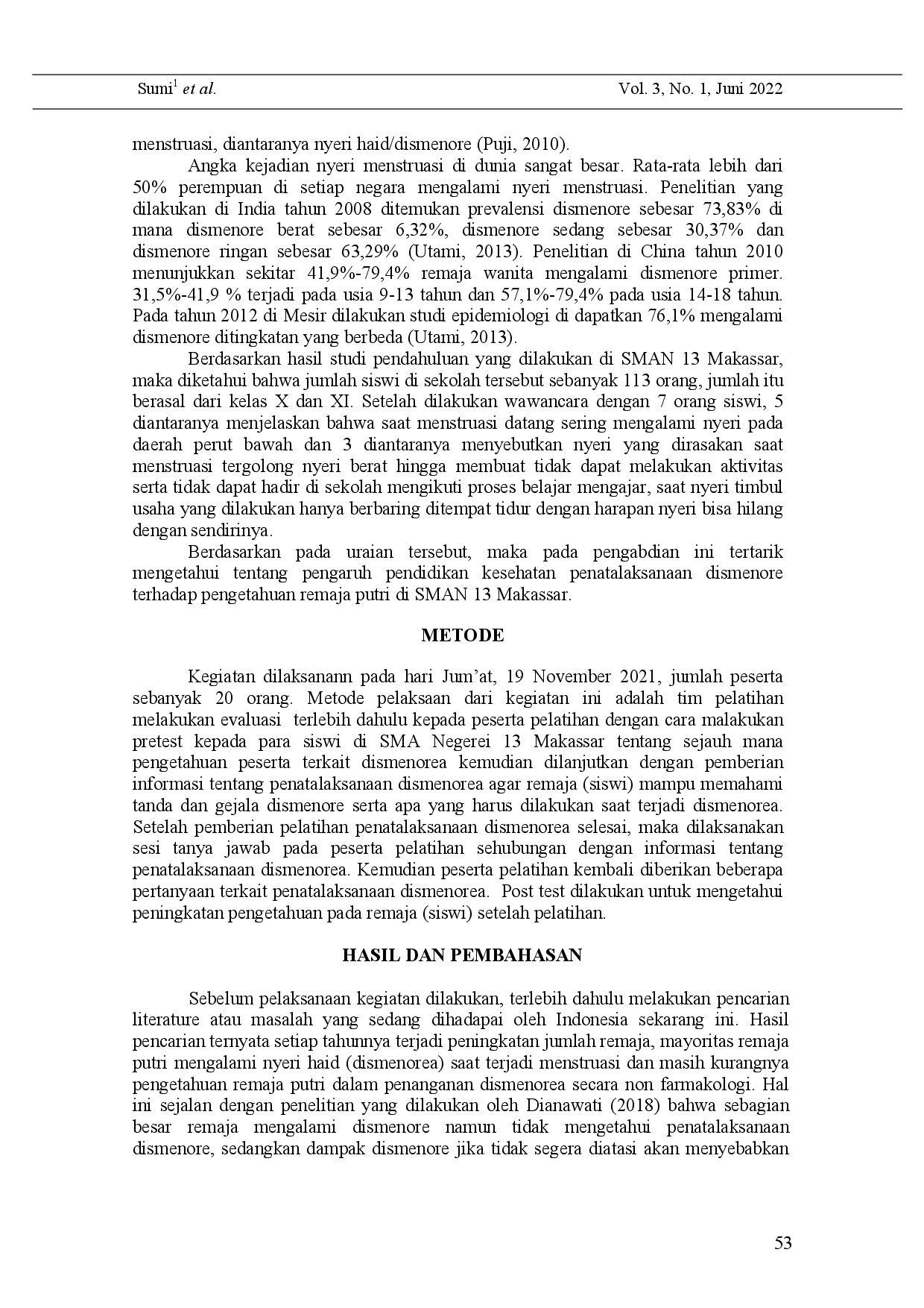 juris Penatalaksanaan Dismenore pada Remaja Putri