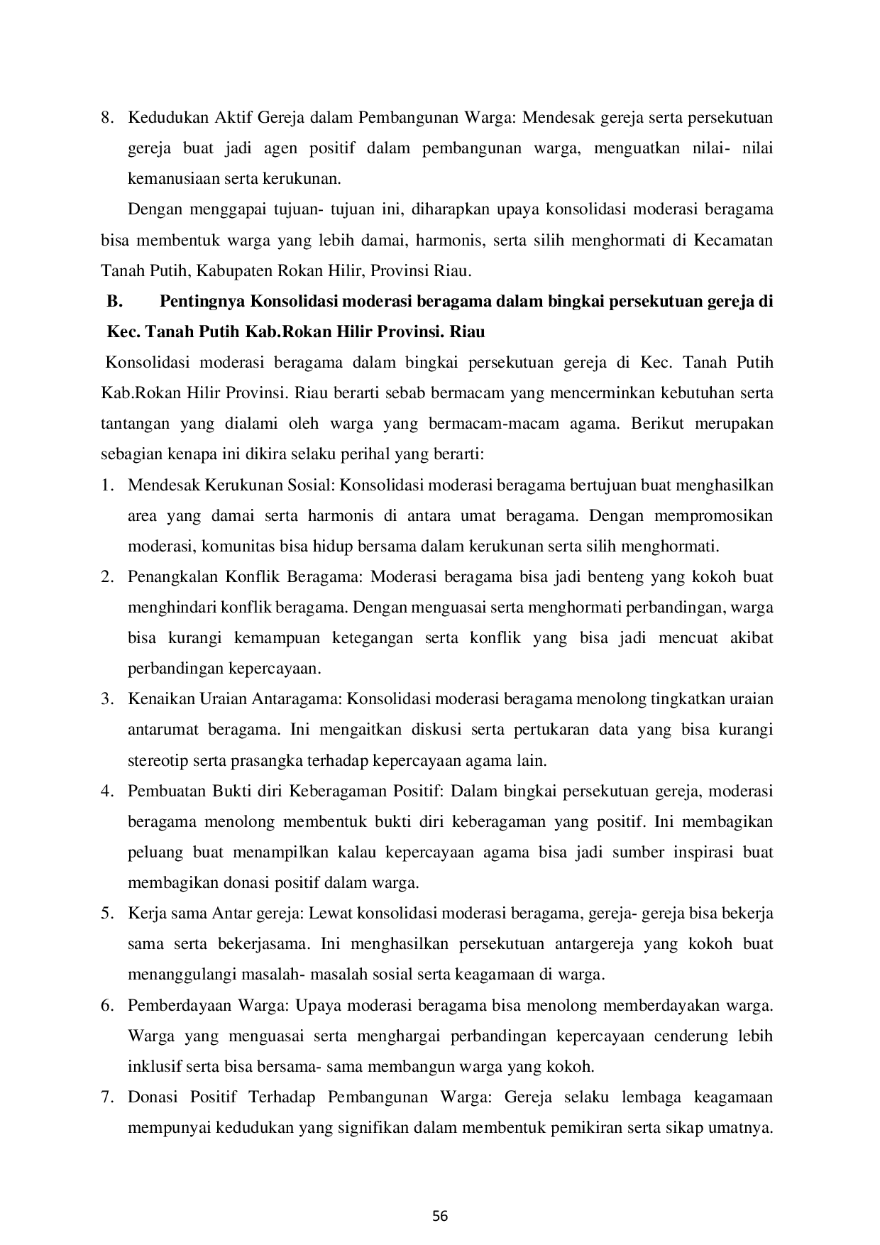 JURIS Memperkuat moderasi beragama dalam keanggotaan gereja distrik Kecamatan Tanah Putih Rokan Hilir Provinsi Riau