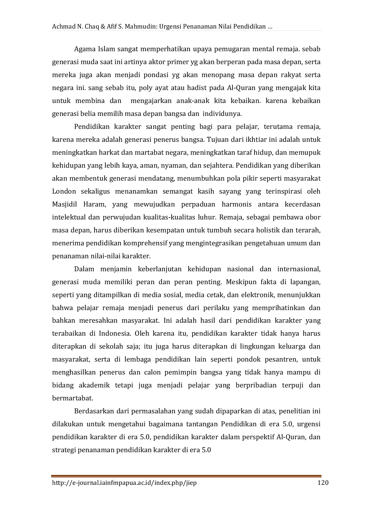 JURIS Urgensi Penanaman Nilai Pendidikan Karakter Bagi Generasi Z Di Era 5 0 Dalam Perspektif Al Quran