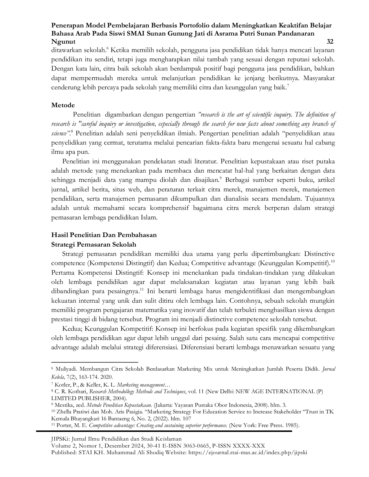 JURIS Strategi Pemasaran Pendidikan Dalam Meningkatkan Citra Lembaga Sekolah