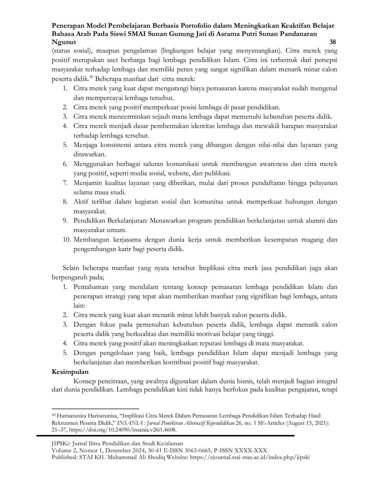 JURIS Strategi Pemasaran Pendidikan Dalam Meningkatkan Citra Lembaga Sekolah