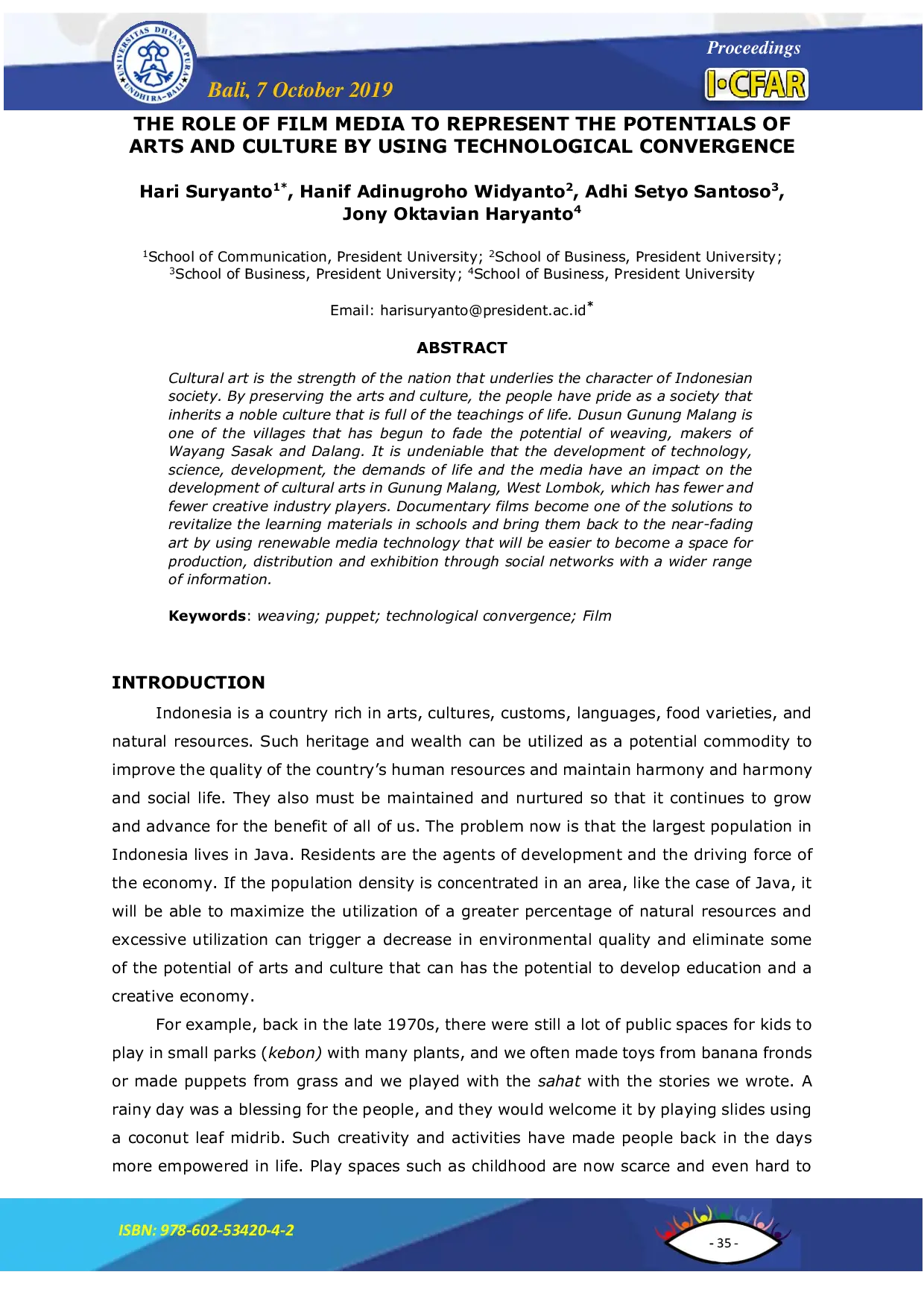 JURIS The Role Of Film Media To Represent The Potentials Of Arts And Culture By Using Technological Convergence