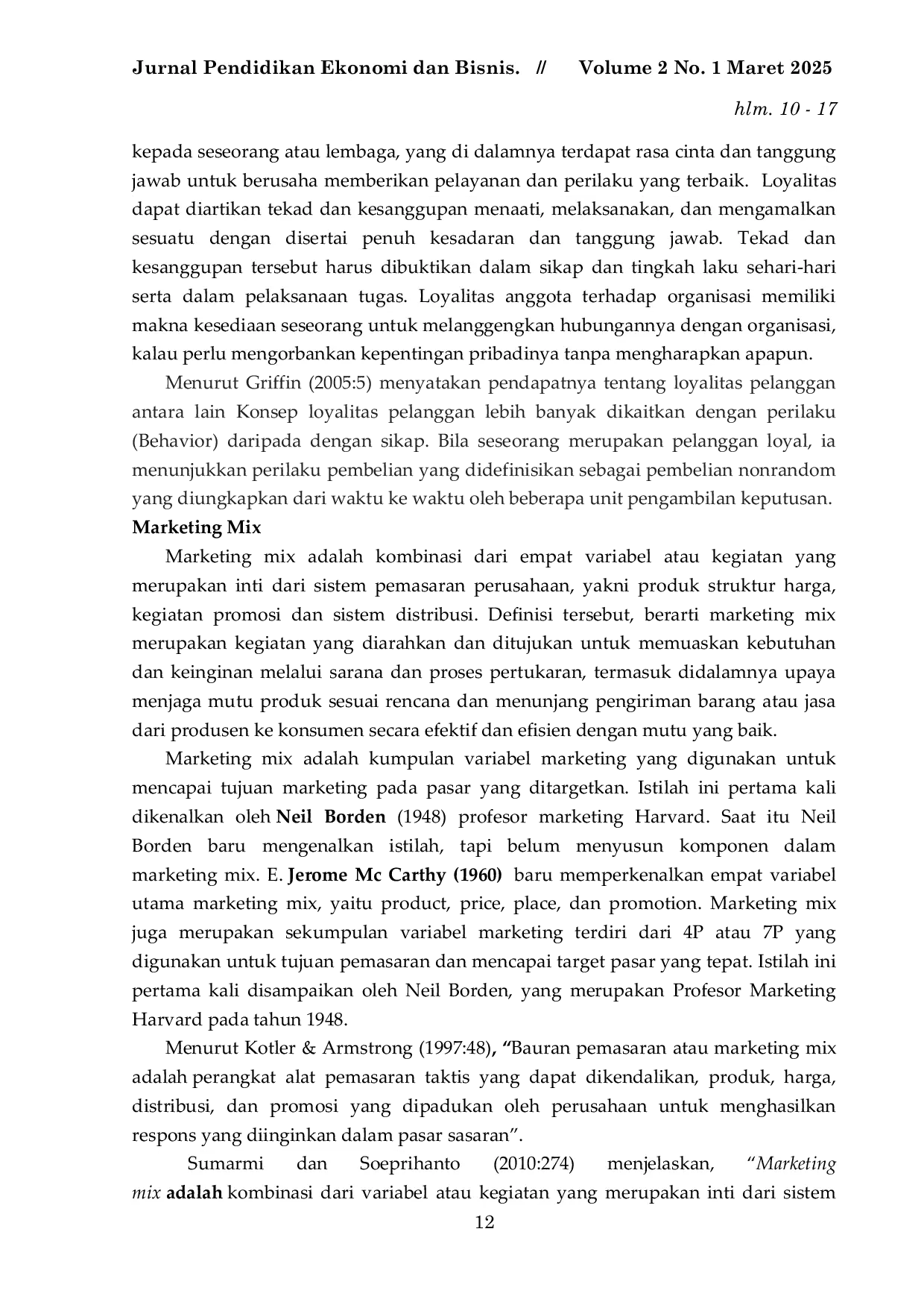 JURIS Pengaruh Marketing Mix Terhadap Loyalitas Pelanggan di Q Mart 1 Super Store Kota Gorontalo