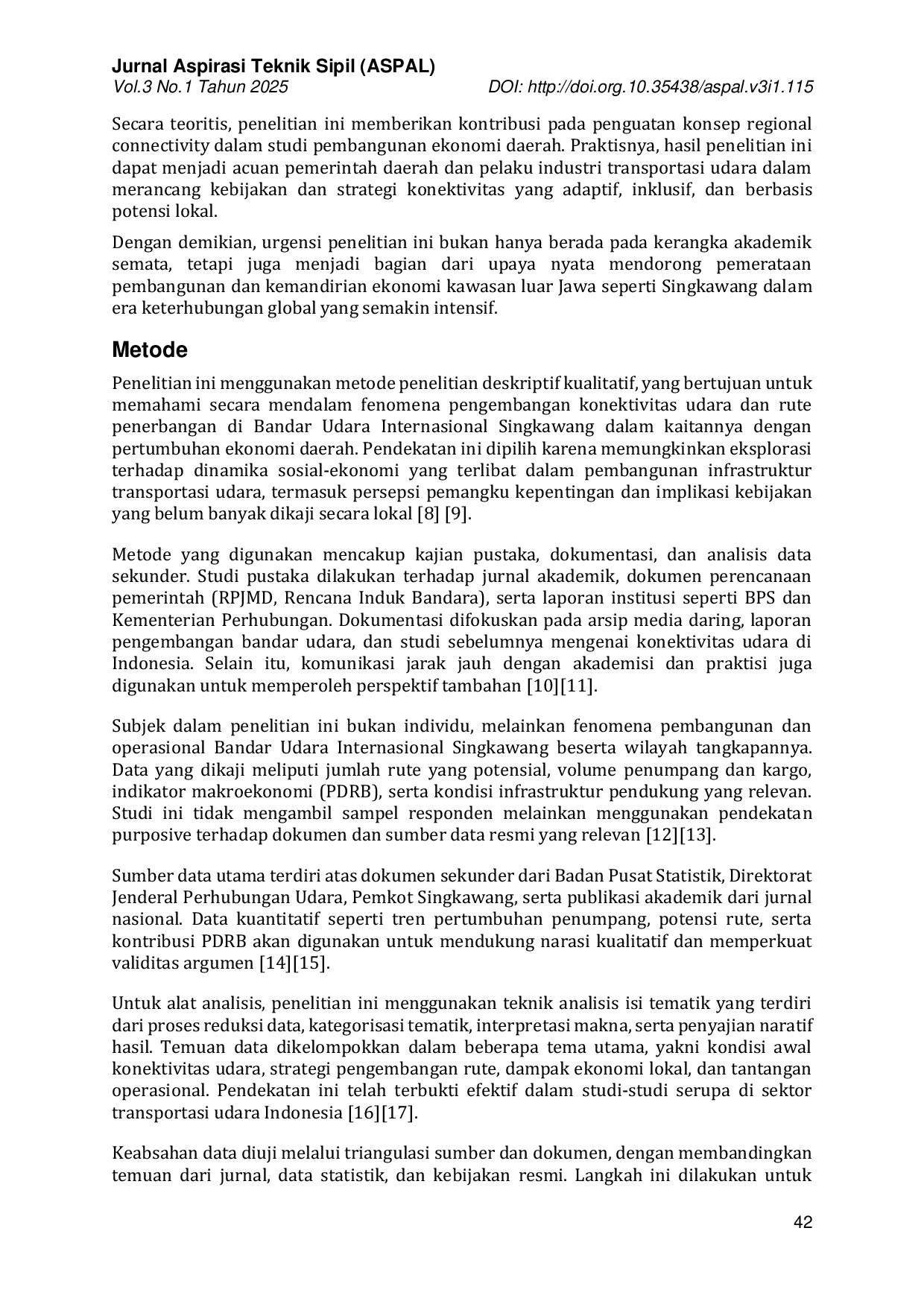 JURIS Analisis Konektivitas Udara dan Pengembangan Rute Penerbangan di Bandar Udara Internasional Singkawang