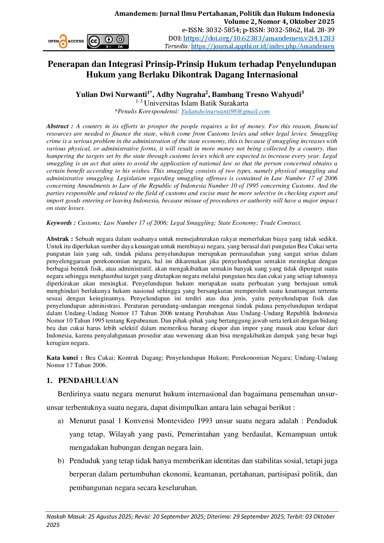 juris Penerapan dan Integrasi Prinsip Prinsip Hukum terhadap Penyelundupan Hukum yang Berlaku pada Kontrak Dagang Internasional