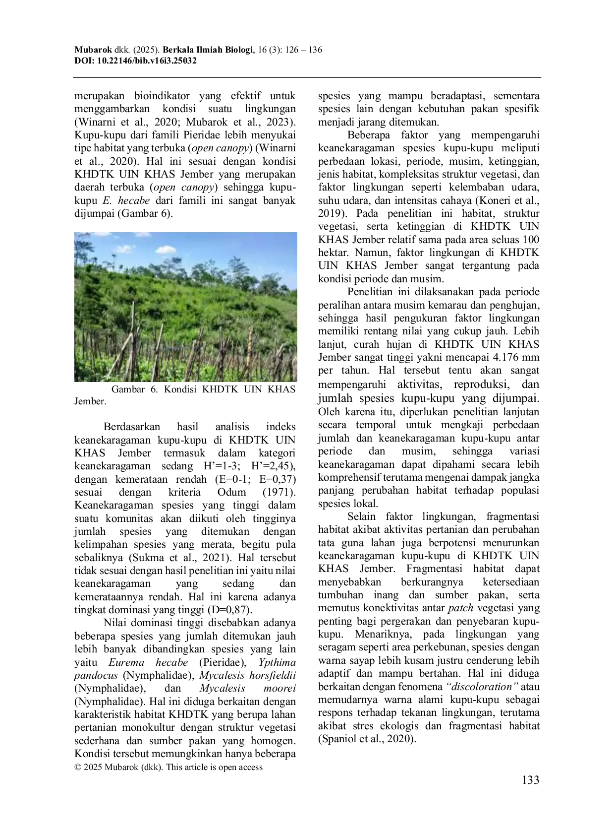 JURIS Keanekaragaman Kupu Kupu Lepidoptera dan Tumbuhan Pakannya di Kawasan Hutan Dengan Tujuan Khusus KHDTK UIN KHAS Jember