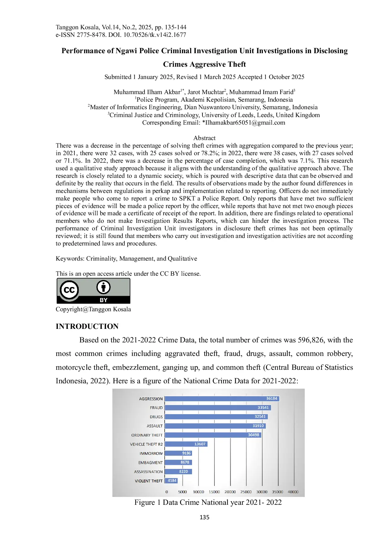 JURIS Performance of Ngawi Police Criminal Investigation Unit Investigations in Disclosing Crimes Aggressive Theft