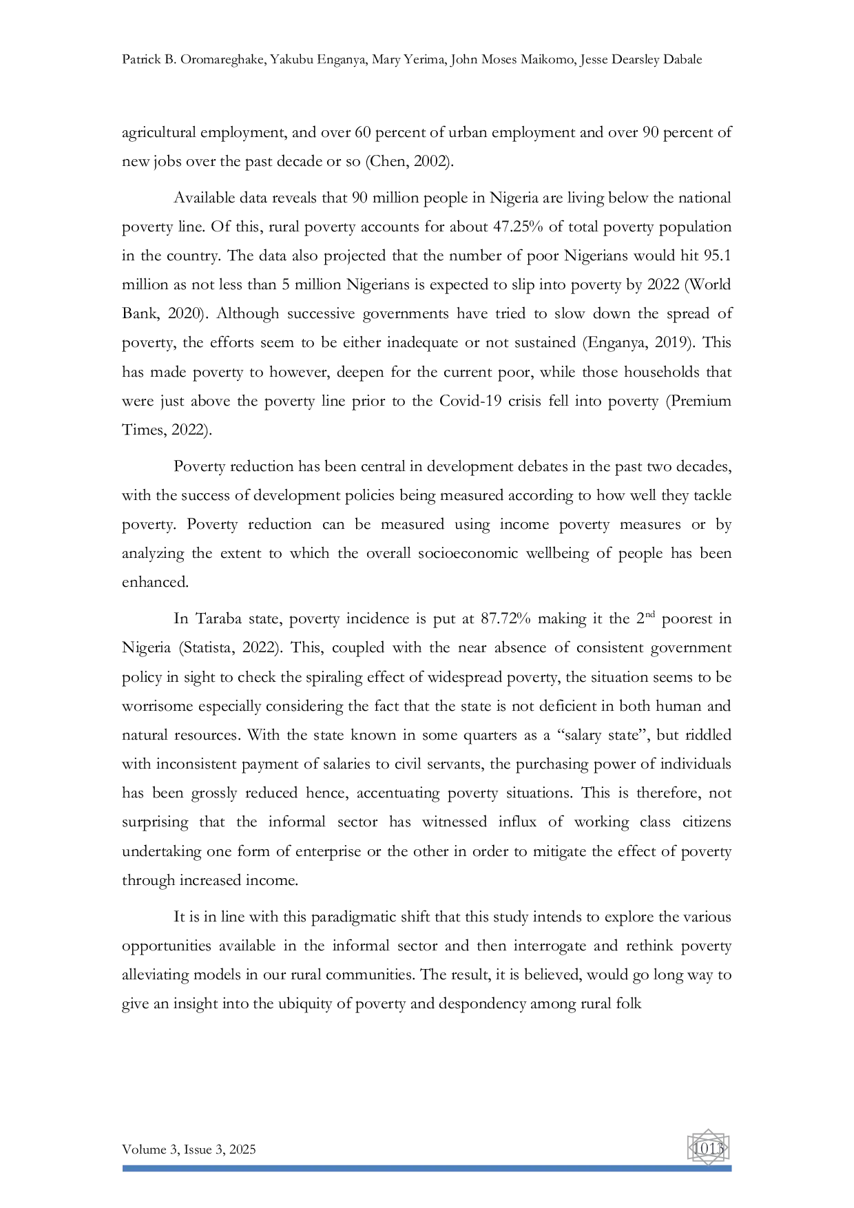 JURIS Mitigating Rural Poverty in Taraba State Informal Economy to the Rescue