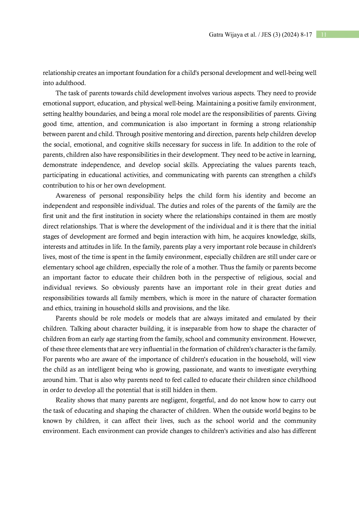 JURIS The Influence of Parents on Child Development The Foundations of Character Building