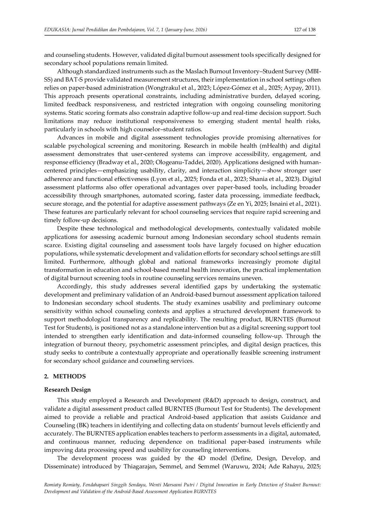 JURIS Digital Innovation in Early Detection of Student Burnout Development and Validation of the Android Based Assessment Application BURNTES