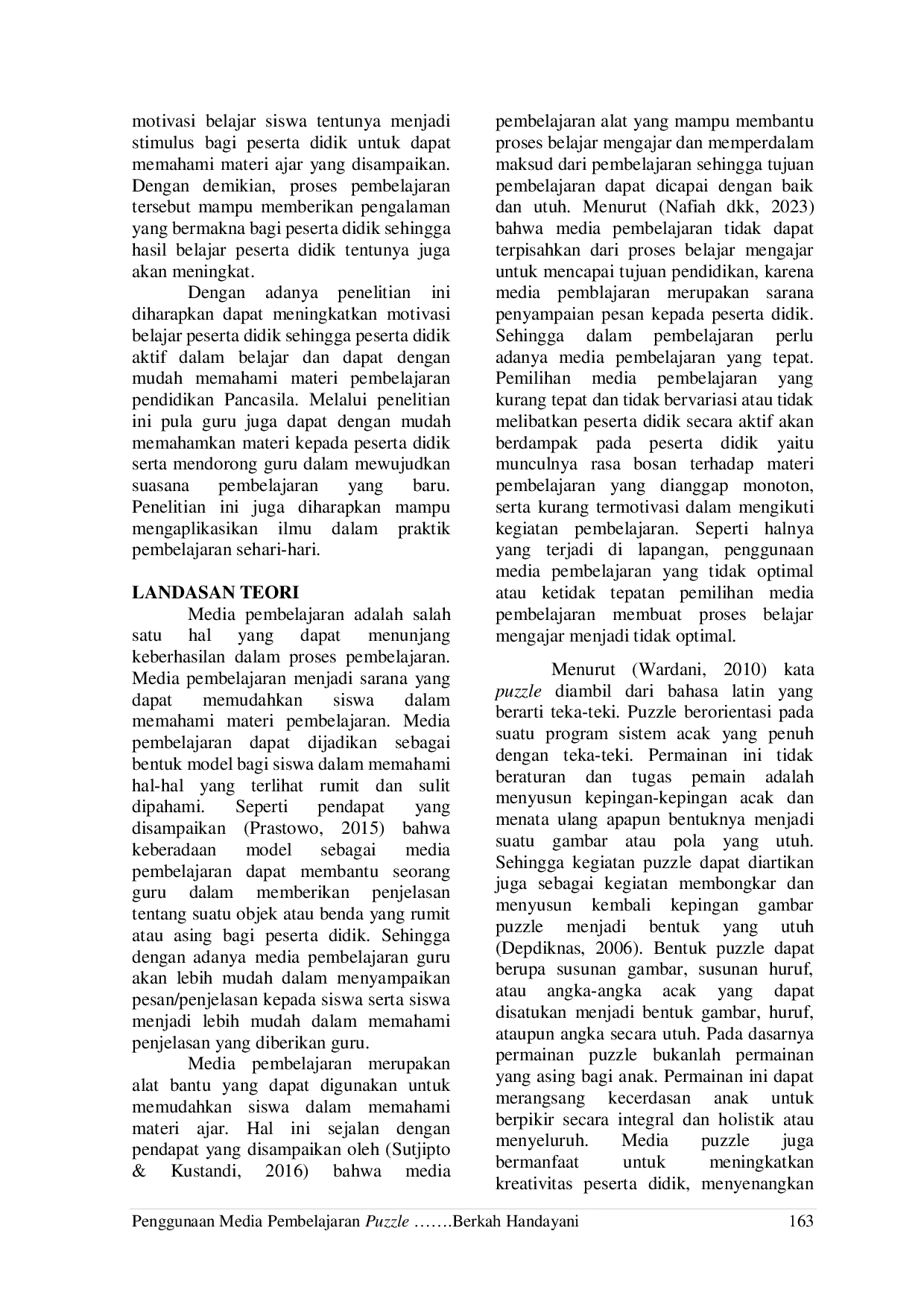 JURIS Penggunaan Media Pembelajaran Puzzle Rabu Pada Mata Pelajaran Pendidikan Pancasila Untuk Meningkatkan Motivasi Dan Hasil Belajar Peserta Didik