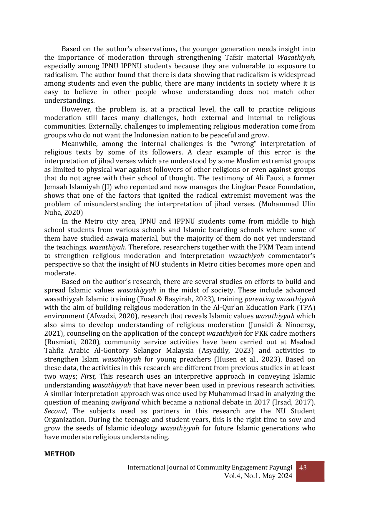 JURIS The Strengthening Religious Moderation for IPNU IPPNU Students through Interpretation Wasathiyah Efforts to Prevent Radicalism at Metro