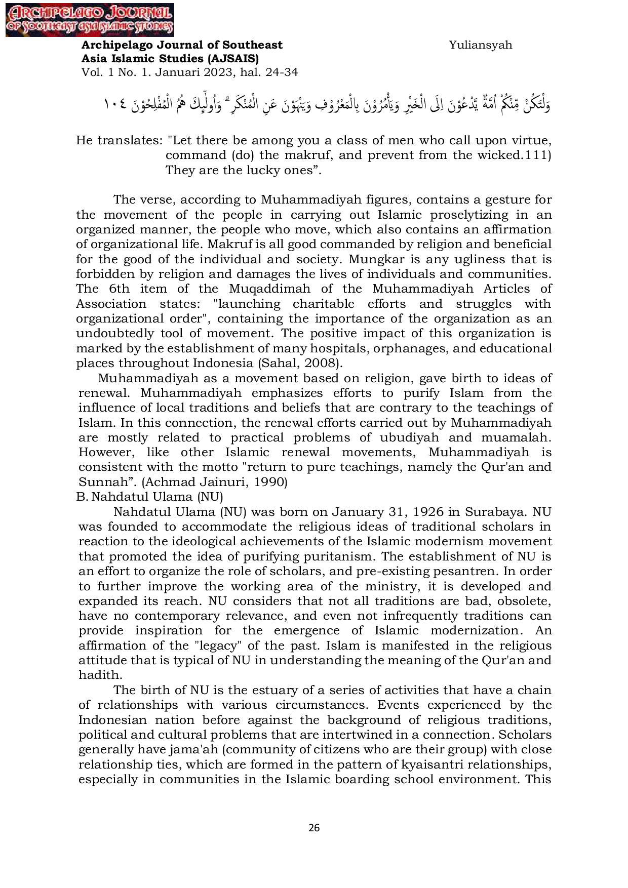 JURIS Islam Nusantara And Islam Advance In The Perspective Of Nahdlatul Ulama And Muhammadiyah