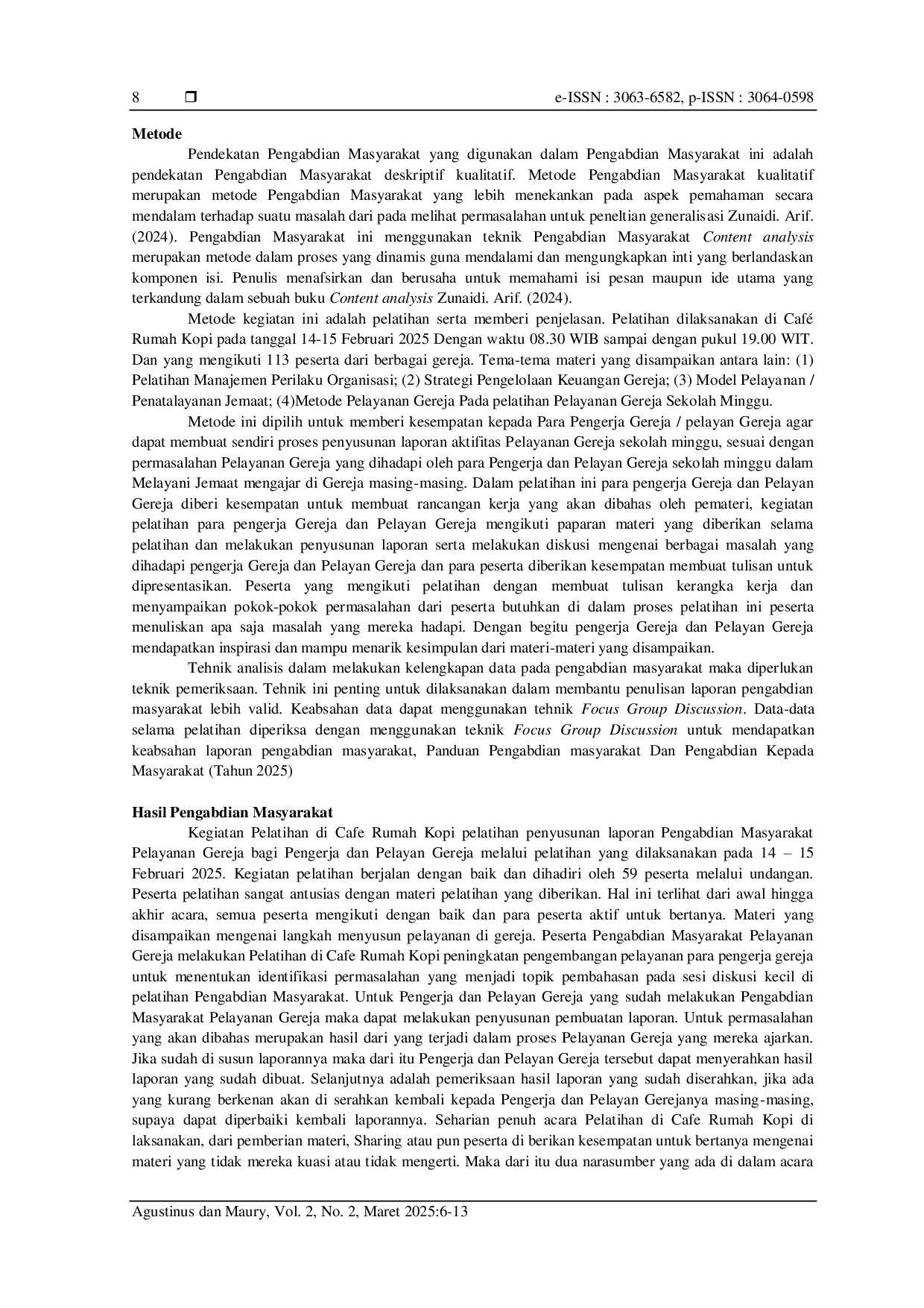 JURIS Pelatihan Manajemen Perilaku Generasi Z Dan Milenial Pada Jemaat Gereja Kingmi Kota Jayapura