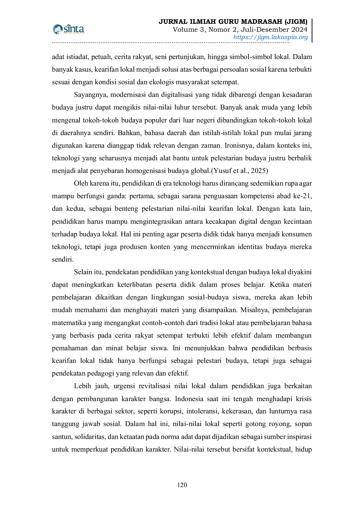 JURIS Revitalisasi Nilai Lokal Melalui Pendidikan di Era Teknologi