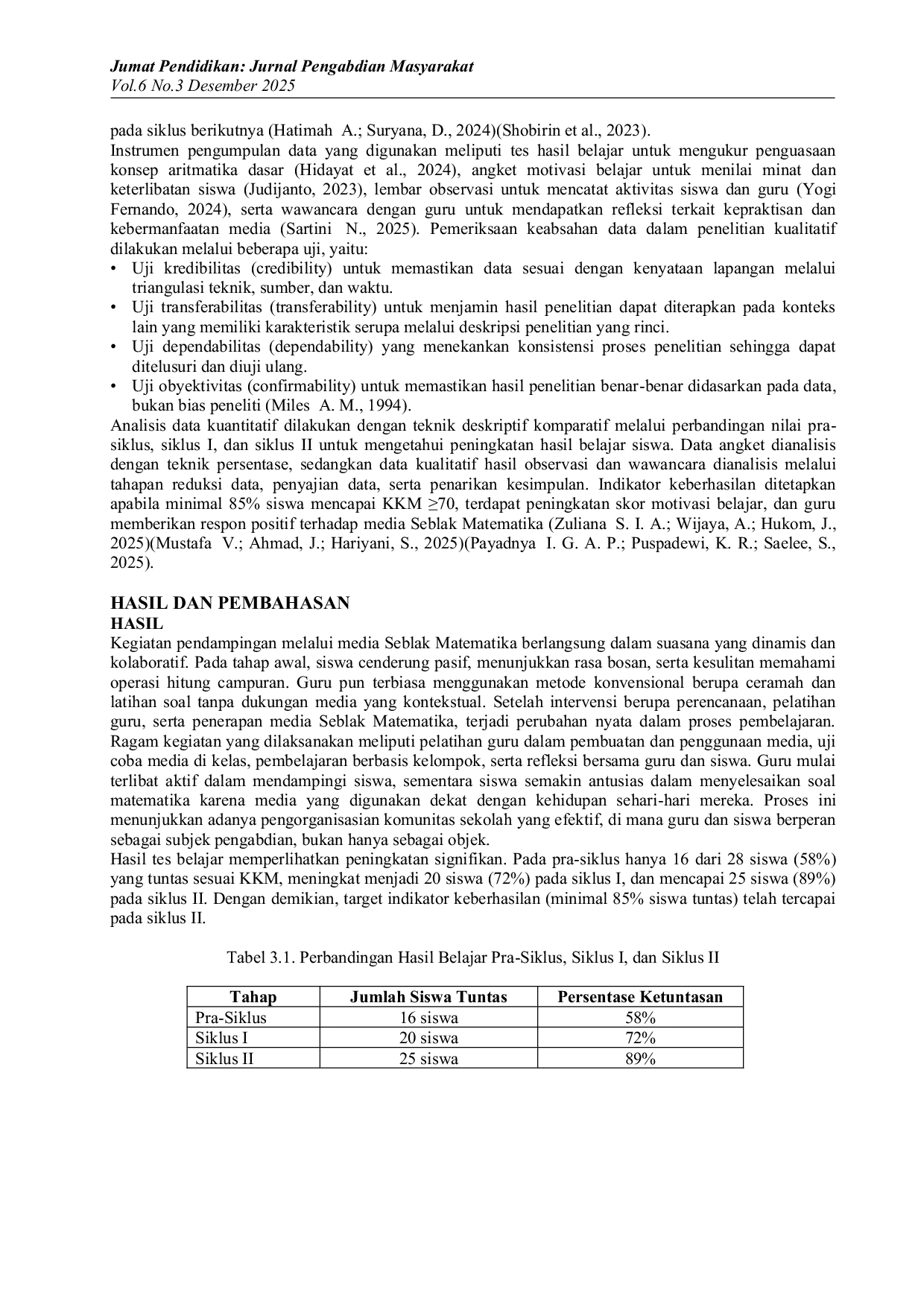 JURIS Peningkatan Hasil Belajar Operasi Hitung Campuran melalui Media Seblak Matematika pada Siswa Kelas III SDN Bakalan Sumobito