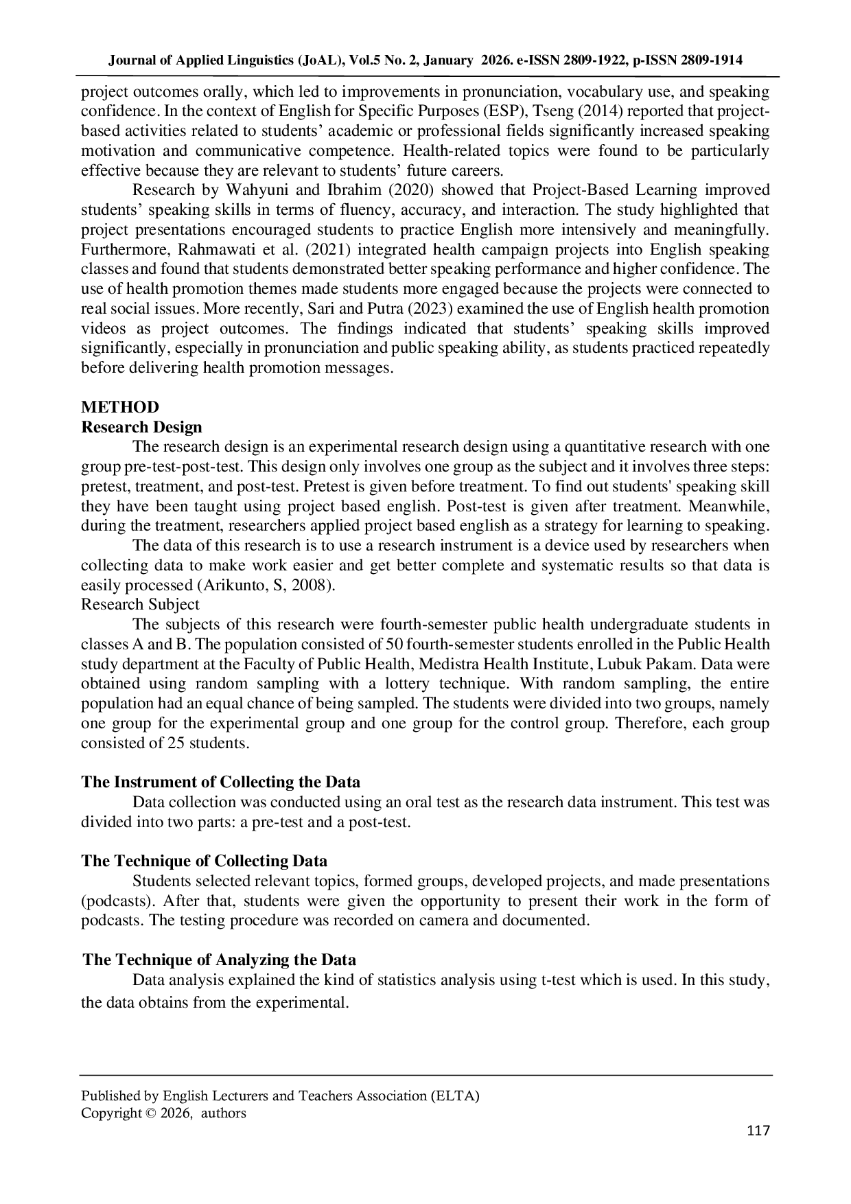 JURIS Improving Students Speaking Skills Through Project Based English Health Promotion Activities