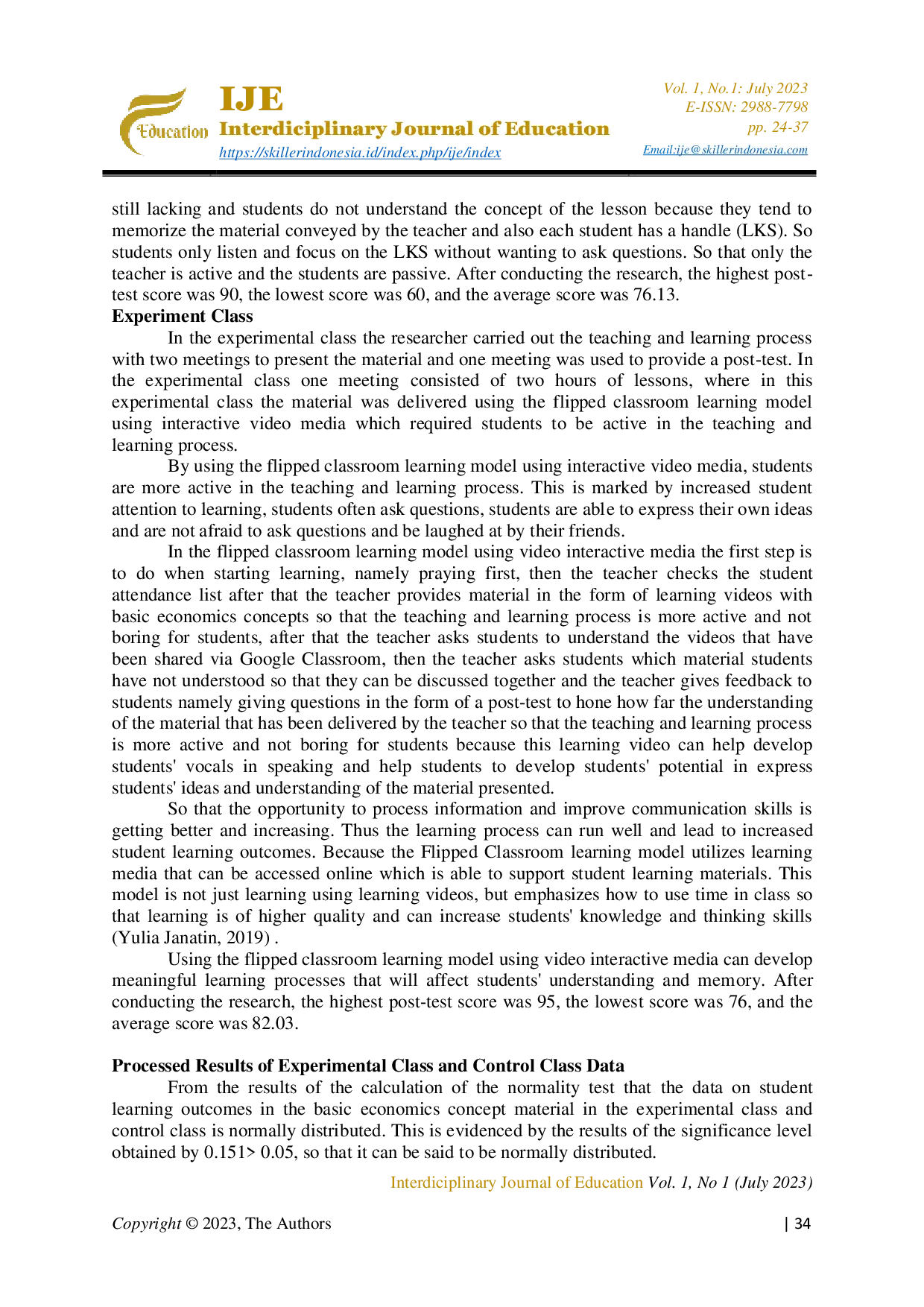 JURIS The Effect Of Using The Flipped Classroom Learning Model Using Video Interactive Media On Learning Outcomes