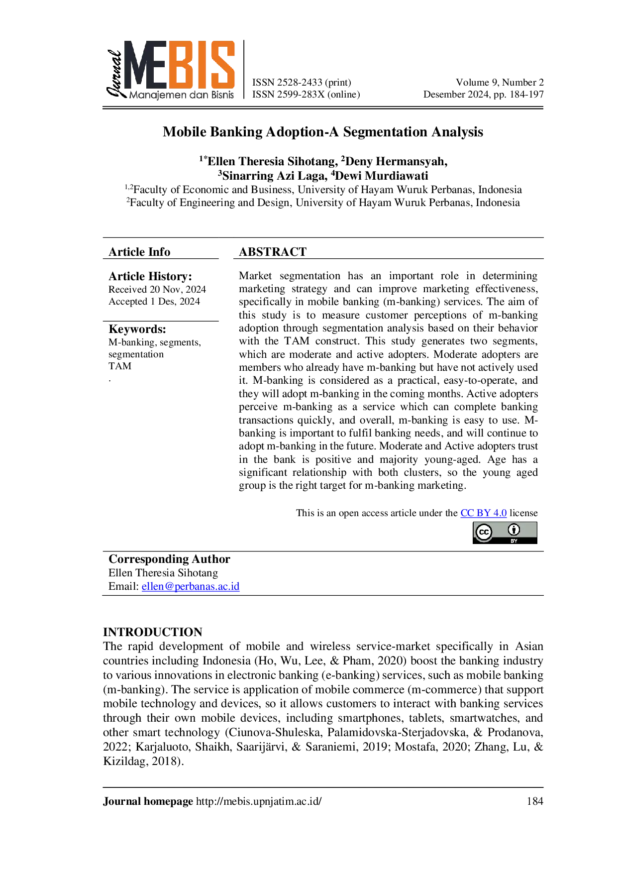 JURIS Mobile Banking Adoption A Segmentation Analysis