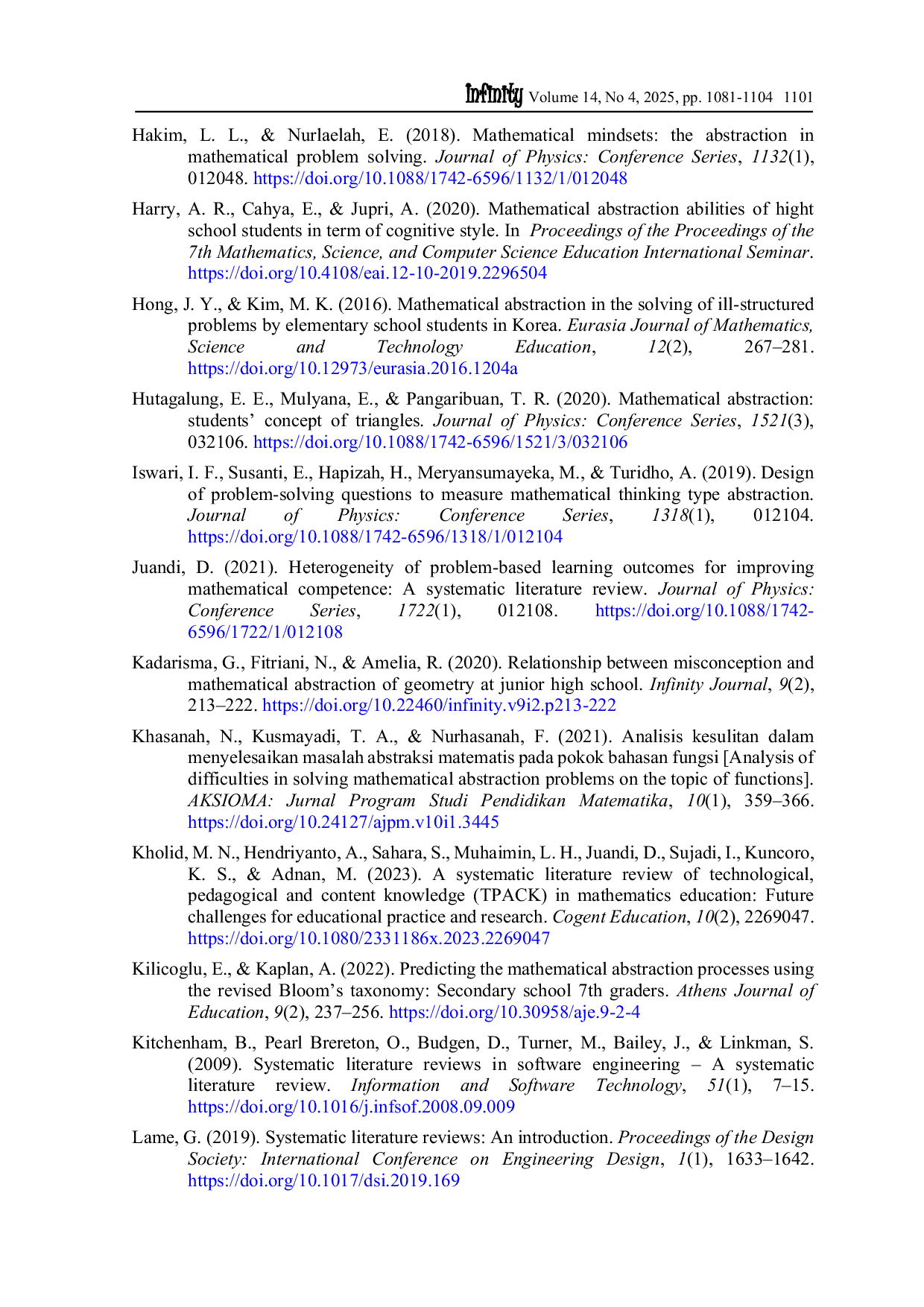 JURIS Understanding mathematical abstraction A systematic literature review of its conceptualizations and research practices