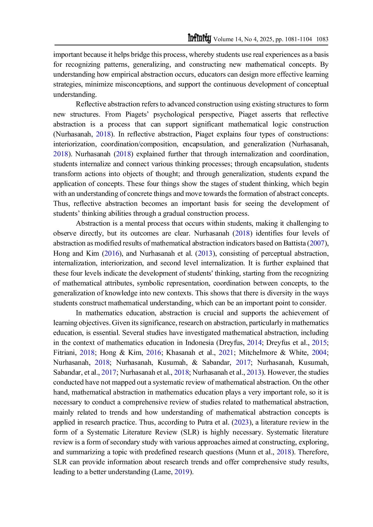JURIS Understanding mathematical abstraction A systematic literature review of its conceptualizations and research practices