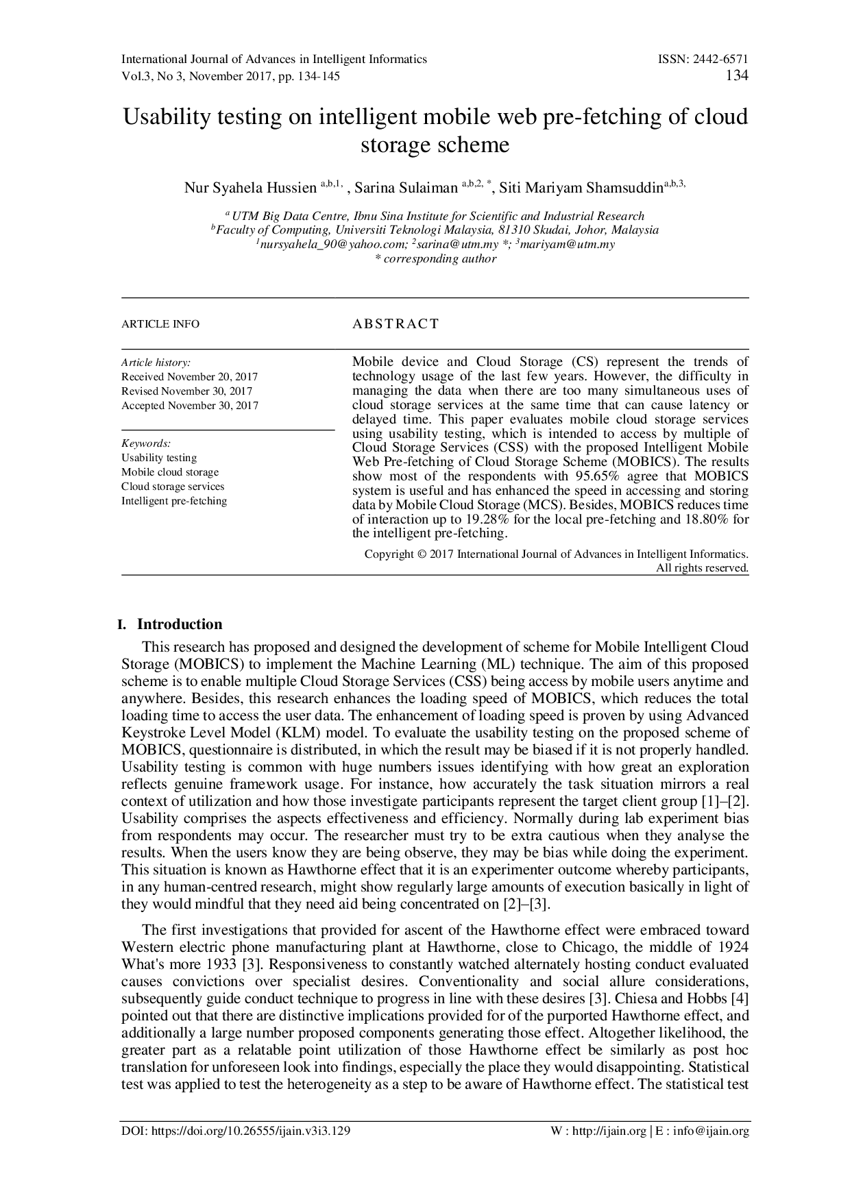 juris Usability testing on intelligent mobile web pre fetching of cloud storage scheme