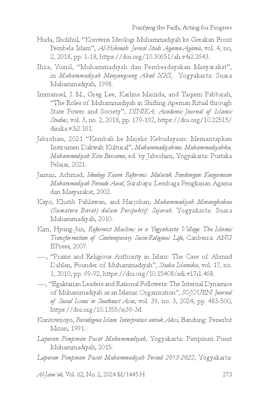 juris Purifying the Faith Acting for Progress Reinterpreting Muhammadiyah