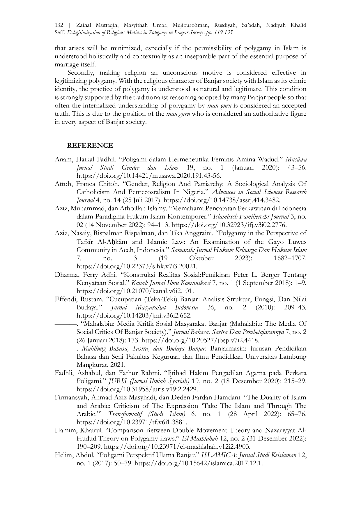 JURIS Delegitimization Of Religious Motives in Polygamy in Banjar Society