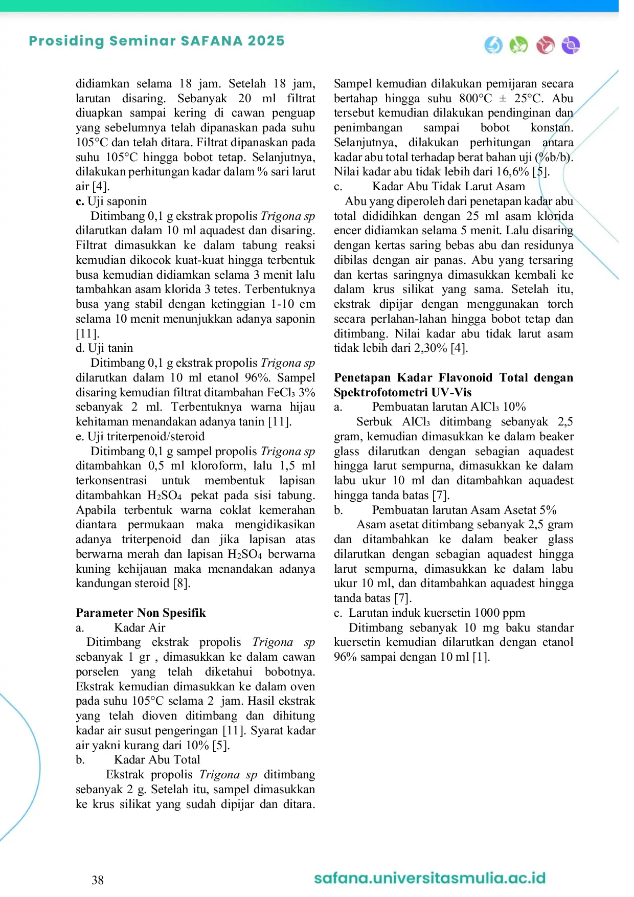 JURIS Standardisasi dan Penetapan Kadar Flavonoid Total Ekstrak Propolis Trigona Sp Asal Balikpapan