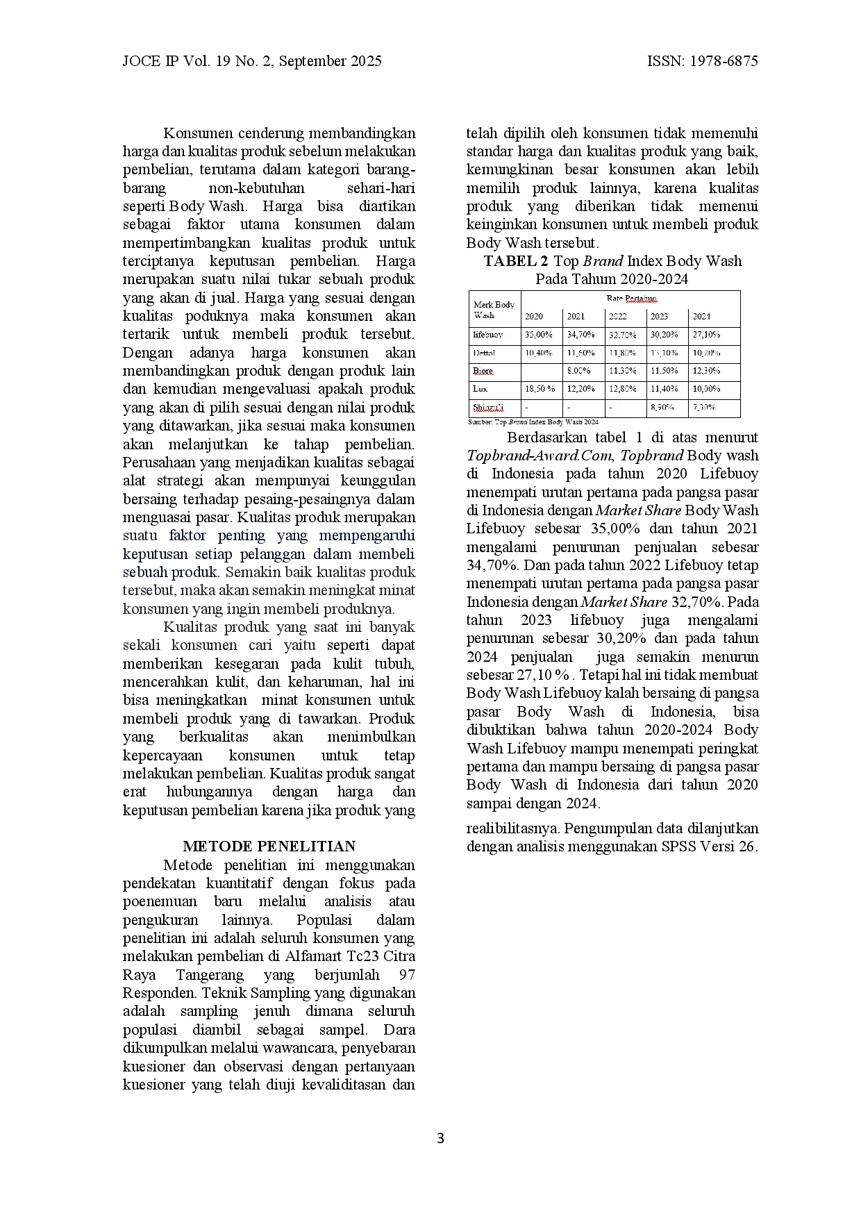 JURIS Pengaruh Persepsi Harga dan Kualitas Produk terhadap Keputusan Pembelian Body Wash di Alfamart Tc23 Citra Raya Tangerang