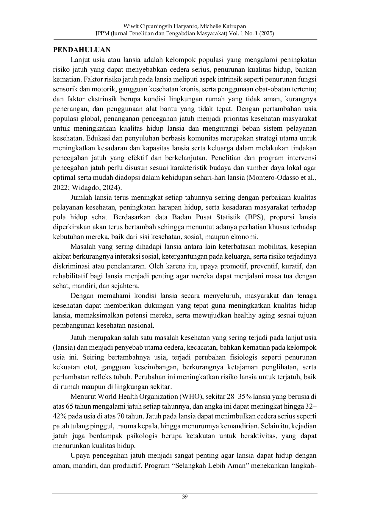 JURIS Cegah Jatuh pada Lansia Selangkah Lebih Aman