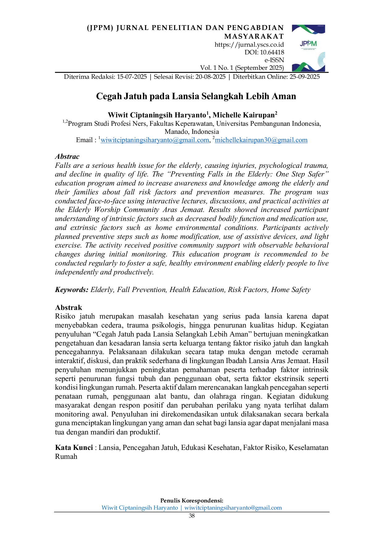 JURIS Cegah Jatuh pada Lansia Selangkah Lebih Aman