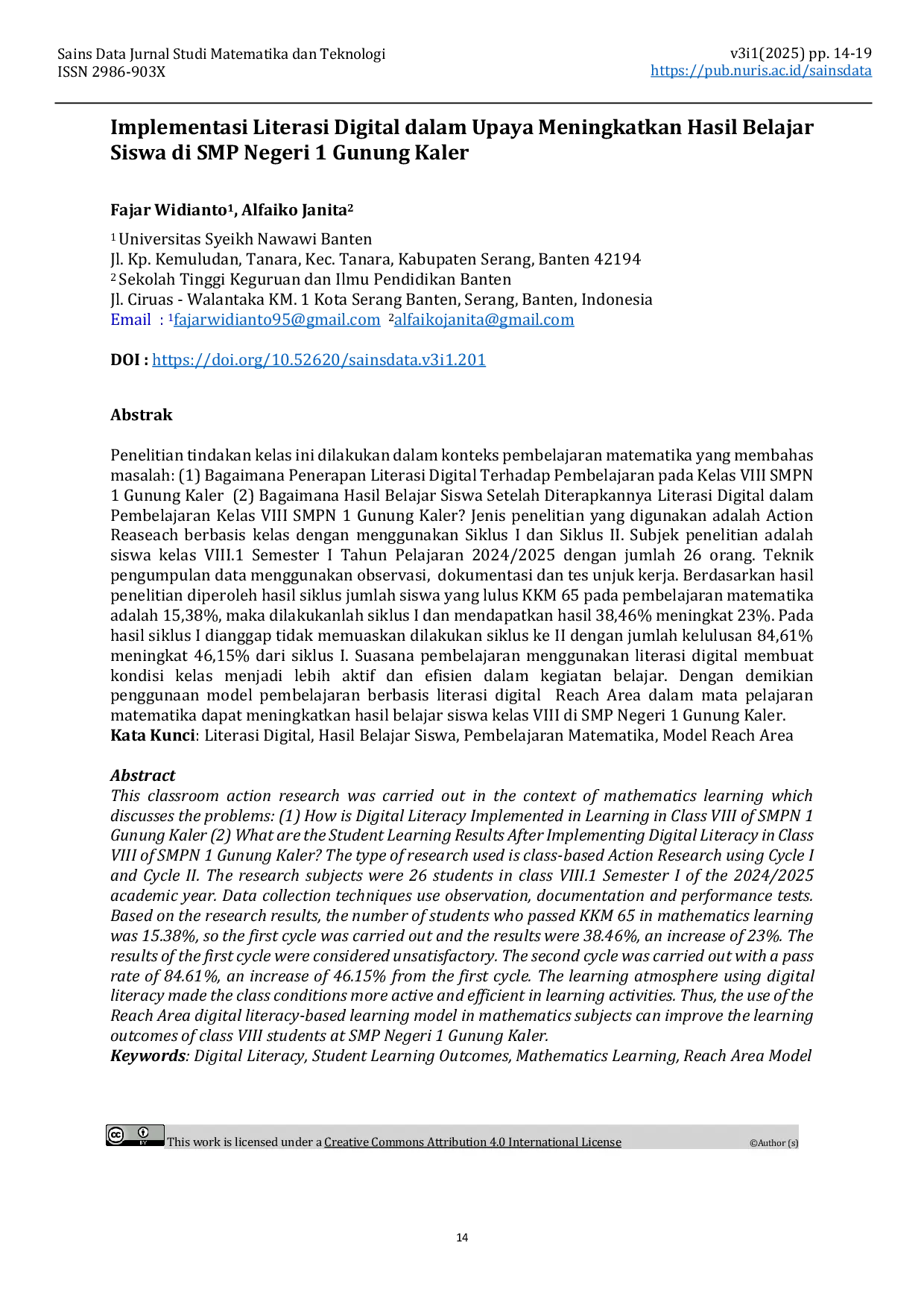 JURIS Implementasi Literasi Digital dalam Upaya Meningkatkan Hasil Belajar Siswa di SMP Negeri 1 Gunung Kaler