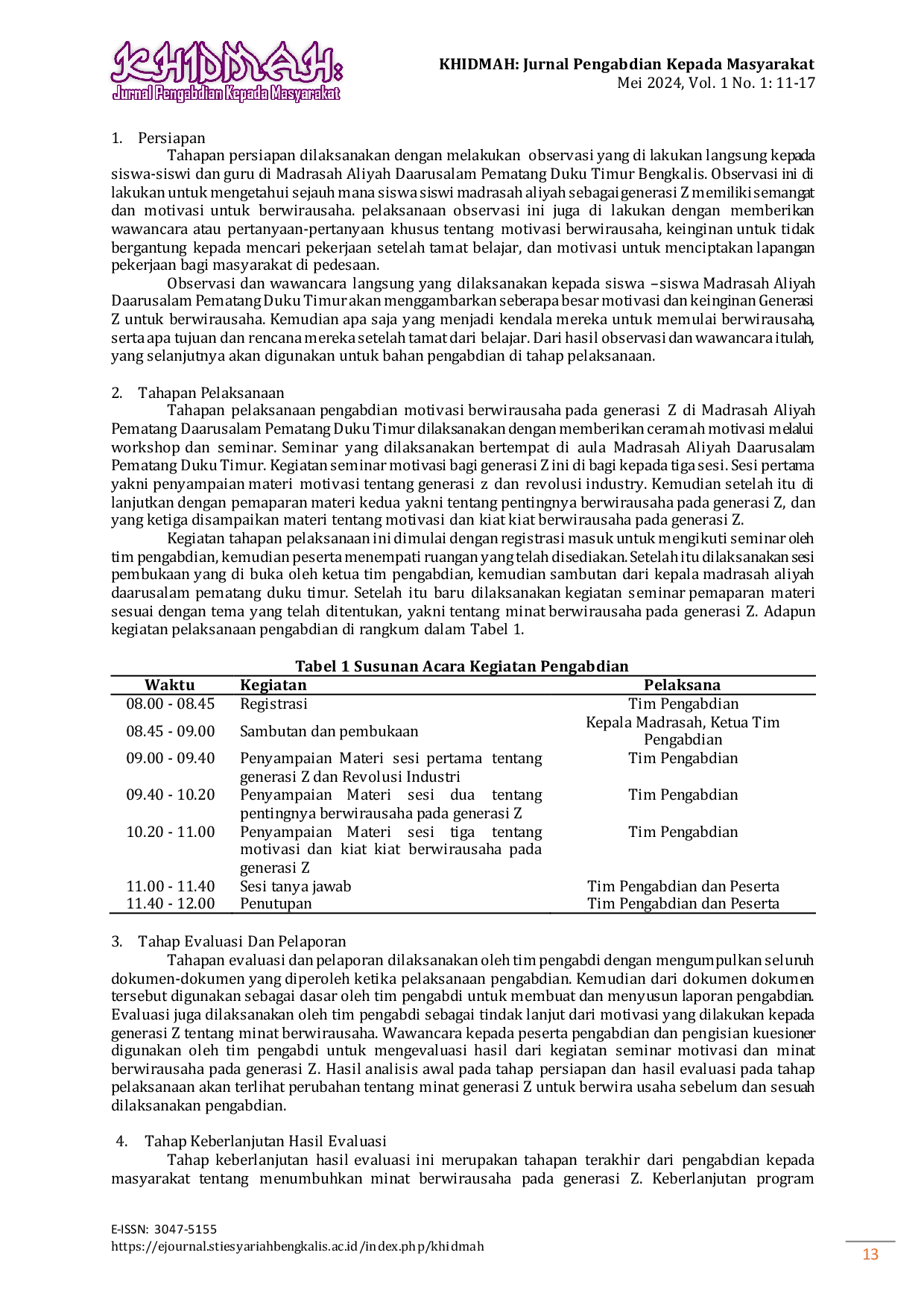 JURIS Pembinaan Jiwa Wirausaha Pada Generasi Z Di Madrasah Aliyah Darussalam Pematang Duku Timur Kabupaten Bengkalis