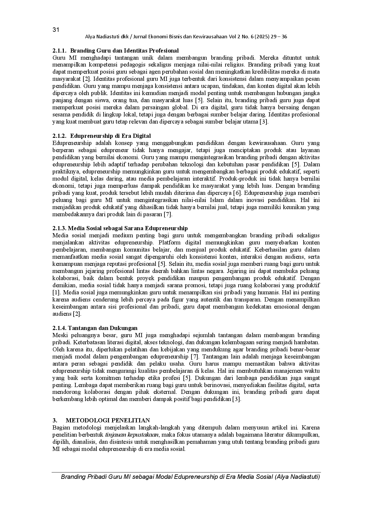 juris Branding Pribadi Guru Mi Sebagai Modal Edupreneurship Di Era Media Sosial