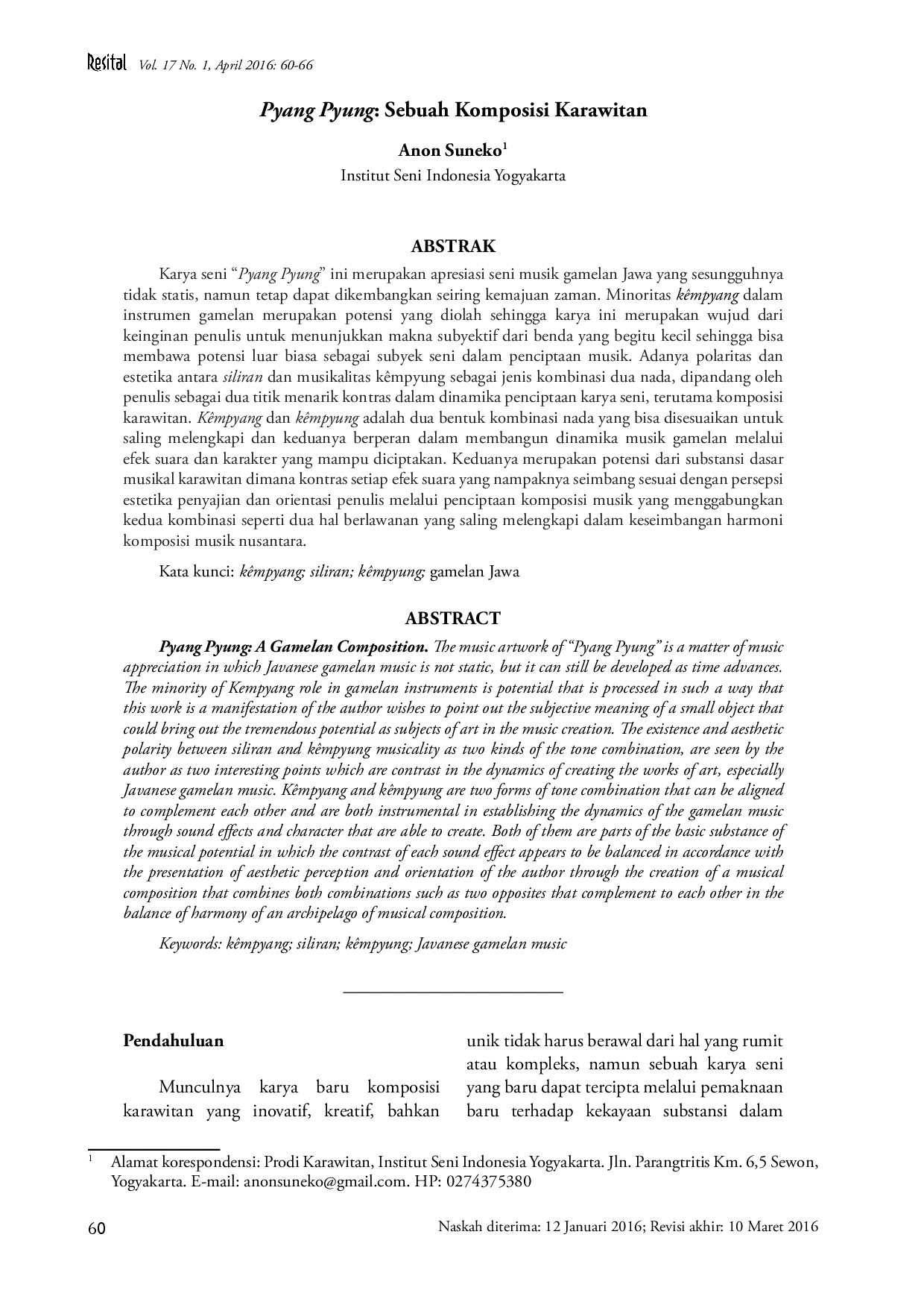 juris Pyang Pyung Sebuah Komposisi Karawitan