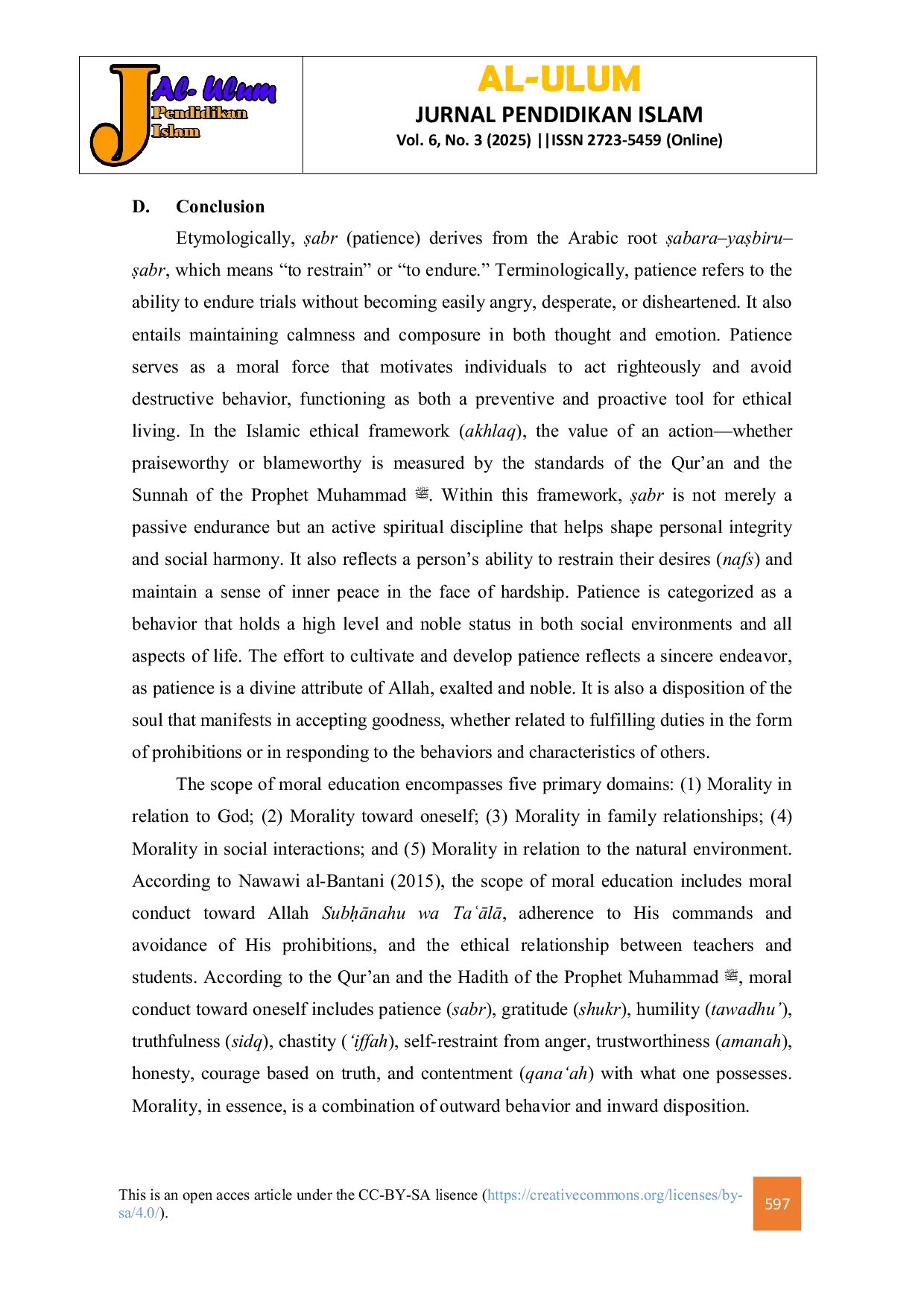 JURIS Patience Education as an Implementation of Moral Education Toward the Self