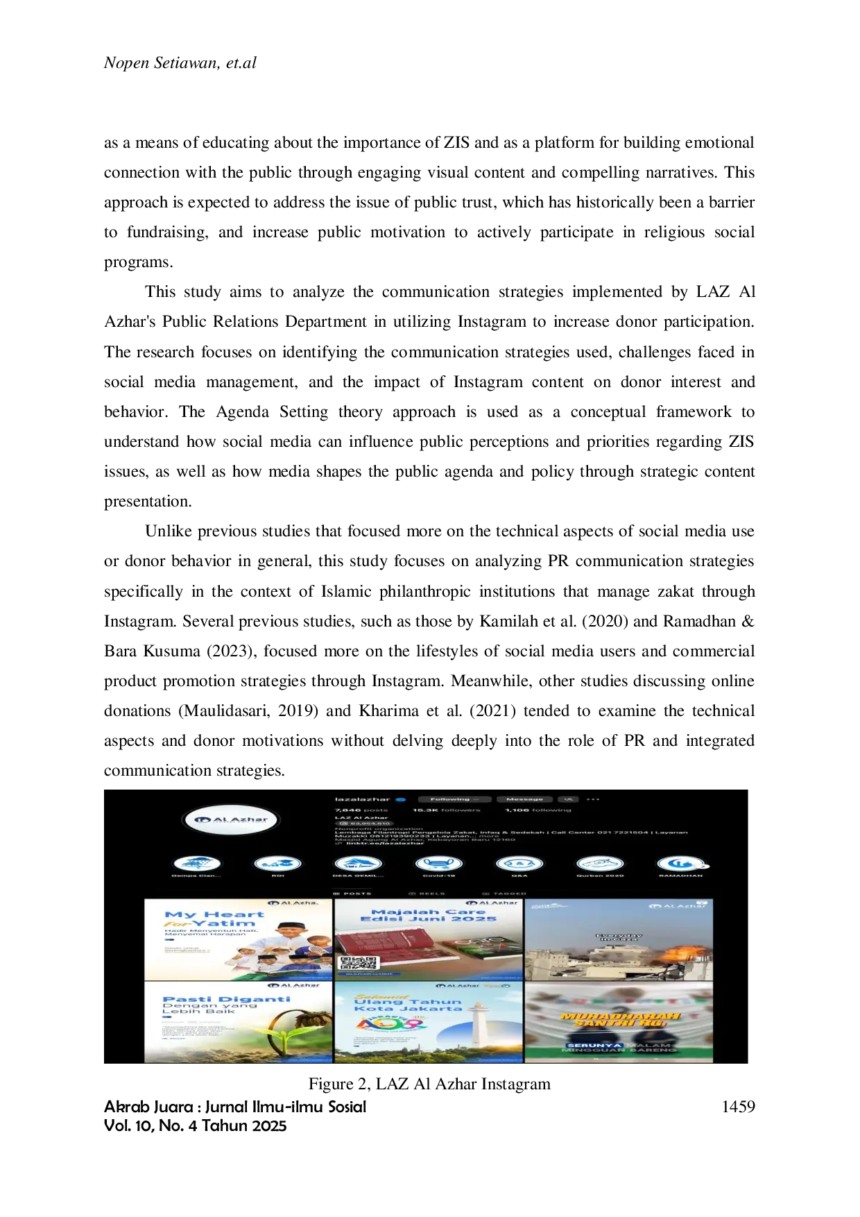 JURIS Al Azhar Zakat Collection Institution S Public Relations Communication Strategy In Increasing Donor Participation Through Instagram Social Media