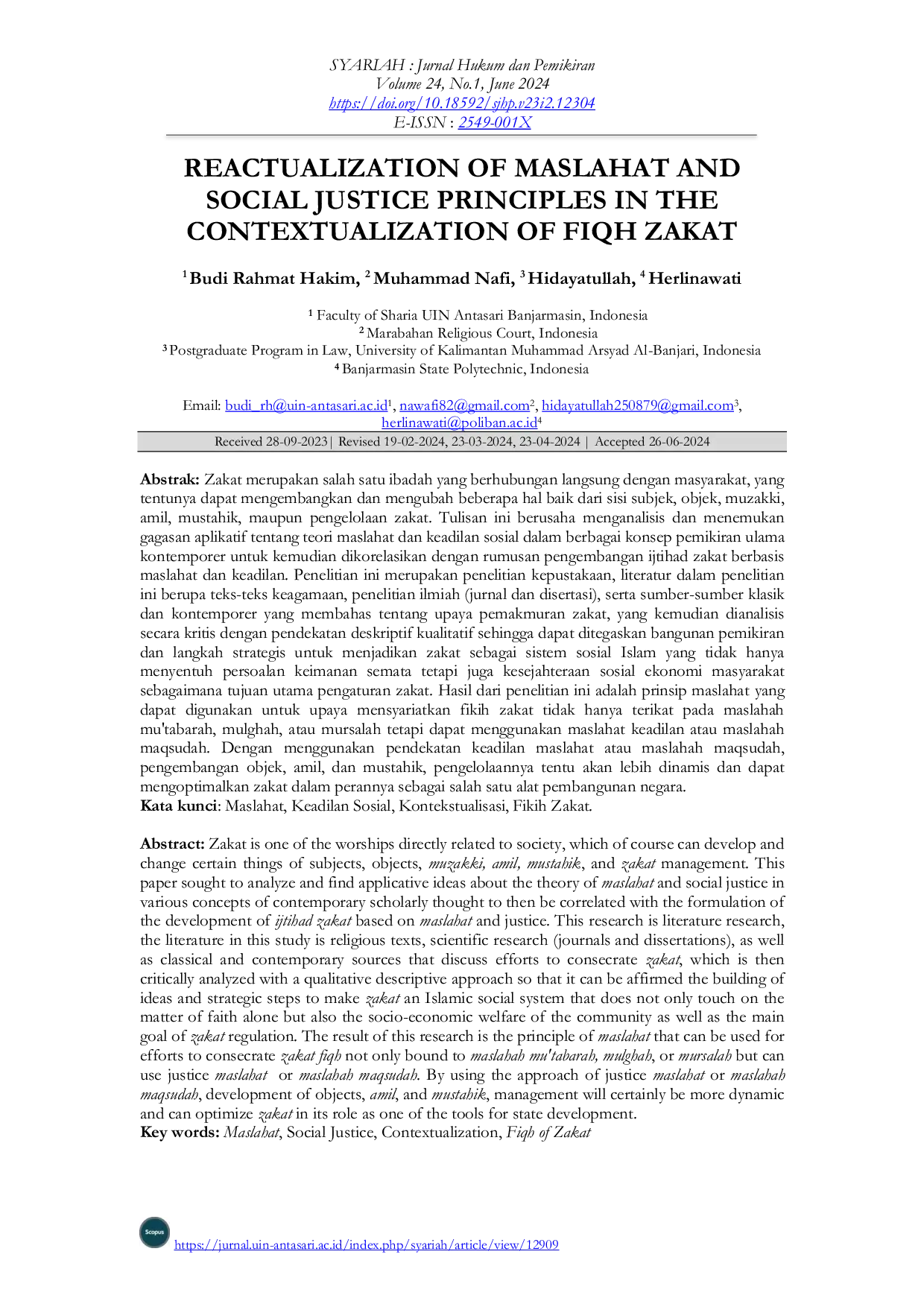 JURIS Reactualization of Maslahat and Social Justice Principles in the Contextualization of Fiqh Zakat