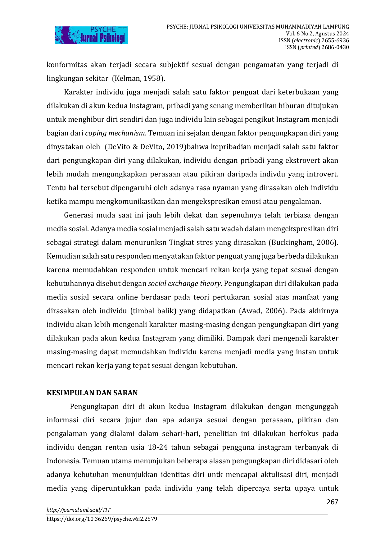 JURIS Pengalaman Pengungkapan Diri di Akun Kedua Instagram