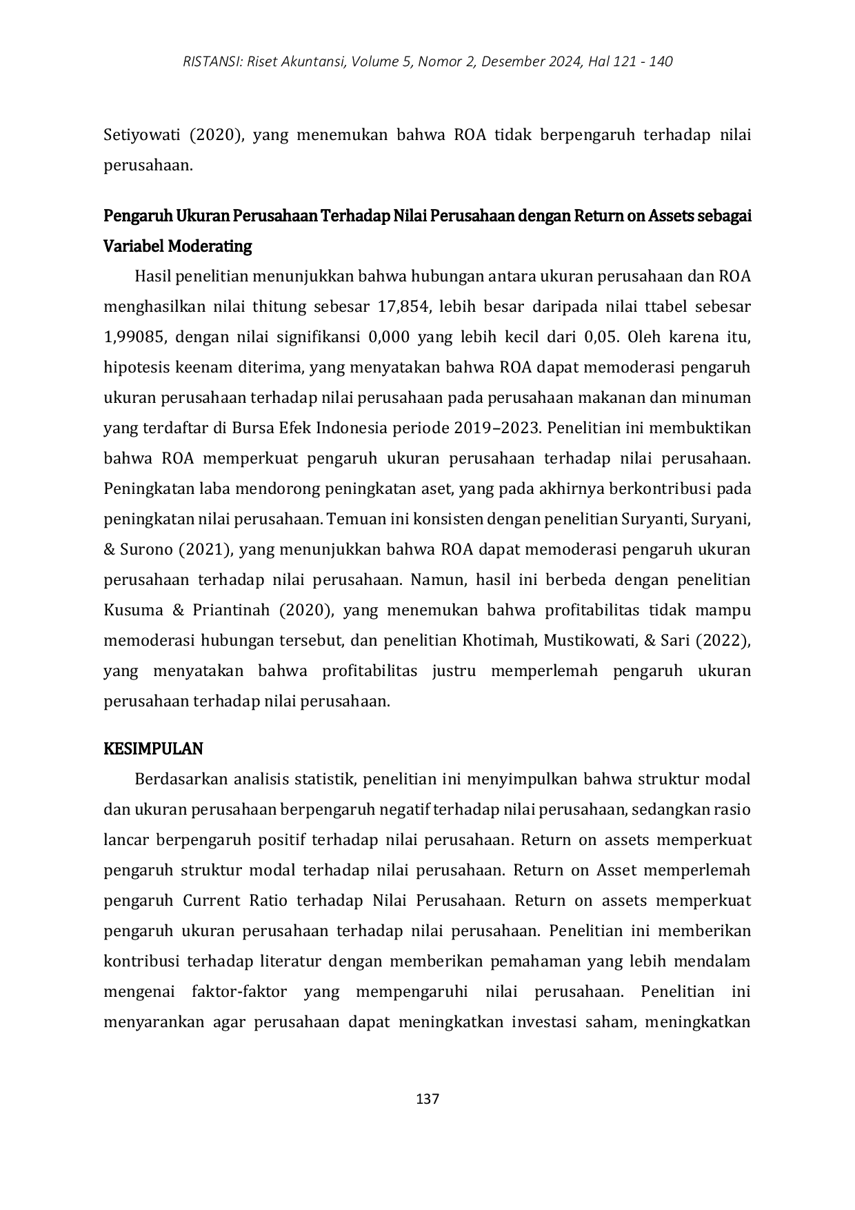 JURIS Struktur Modal Current Ratio Ukuran Perusahaan Terhadap Nilai Perusahaan Dengan Roa Sebagai Moderating