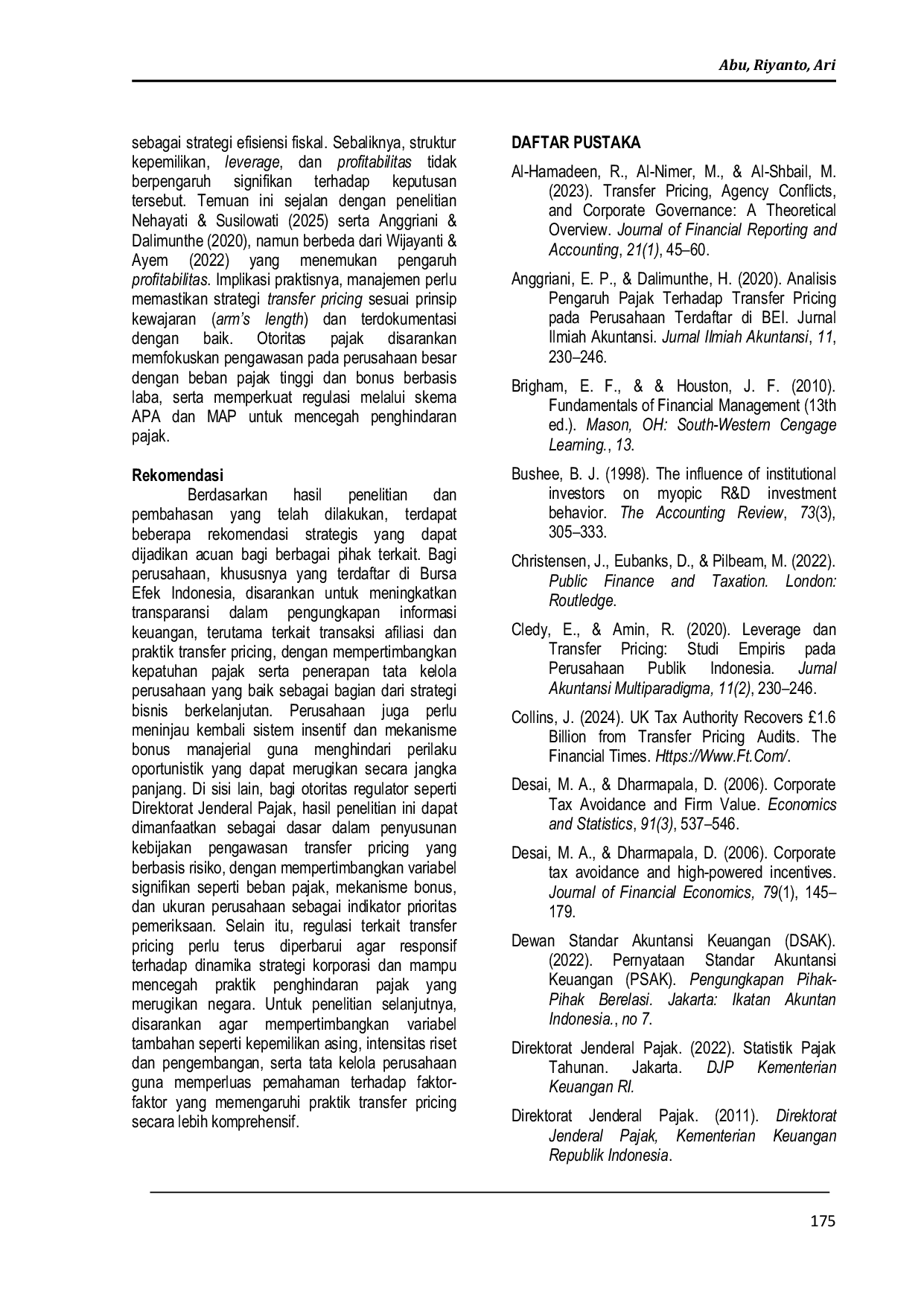 JURIS Faktor Determinan Keputusan Perusahaan Melakukan Transfer Pricing pada Perusahaan yang Terdaftar di Bursa Efek Indonesia