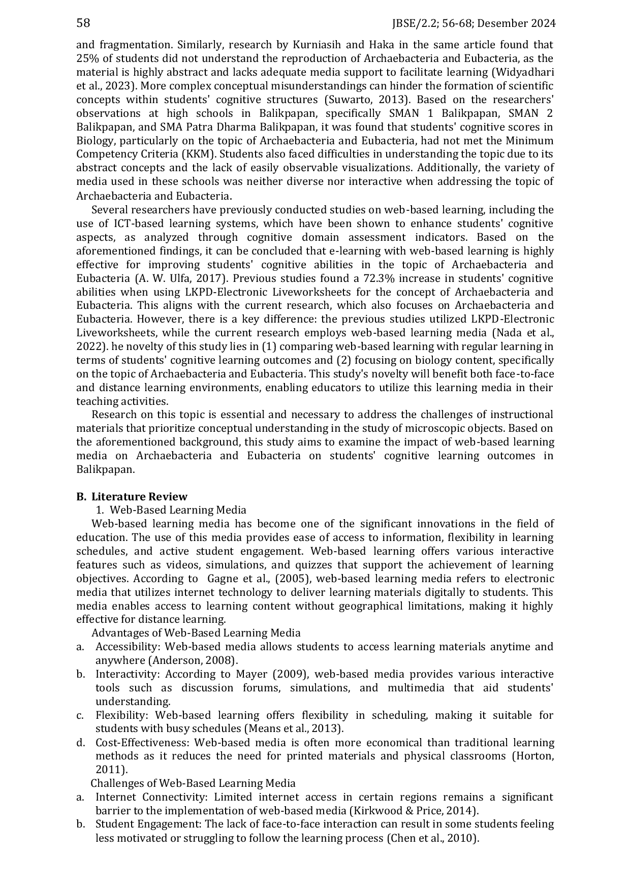 JURIS The Effect of Archaebacteria and Eubacteria Web Based Learning Media on Students Cognitive Learning Outcomes in Balikpapan