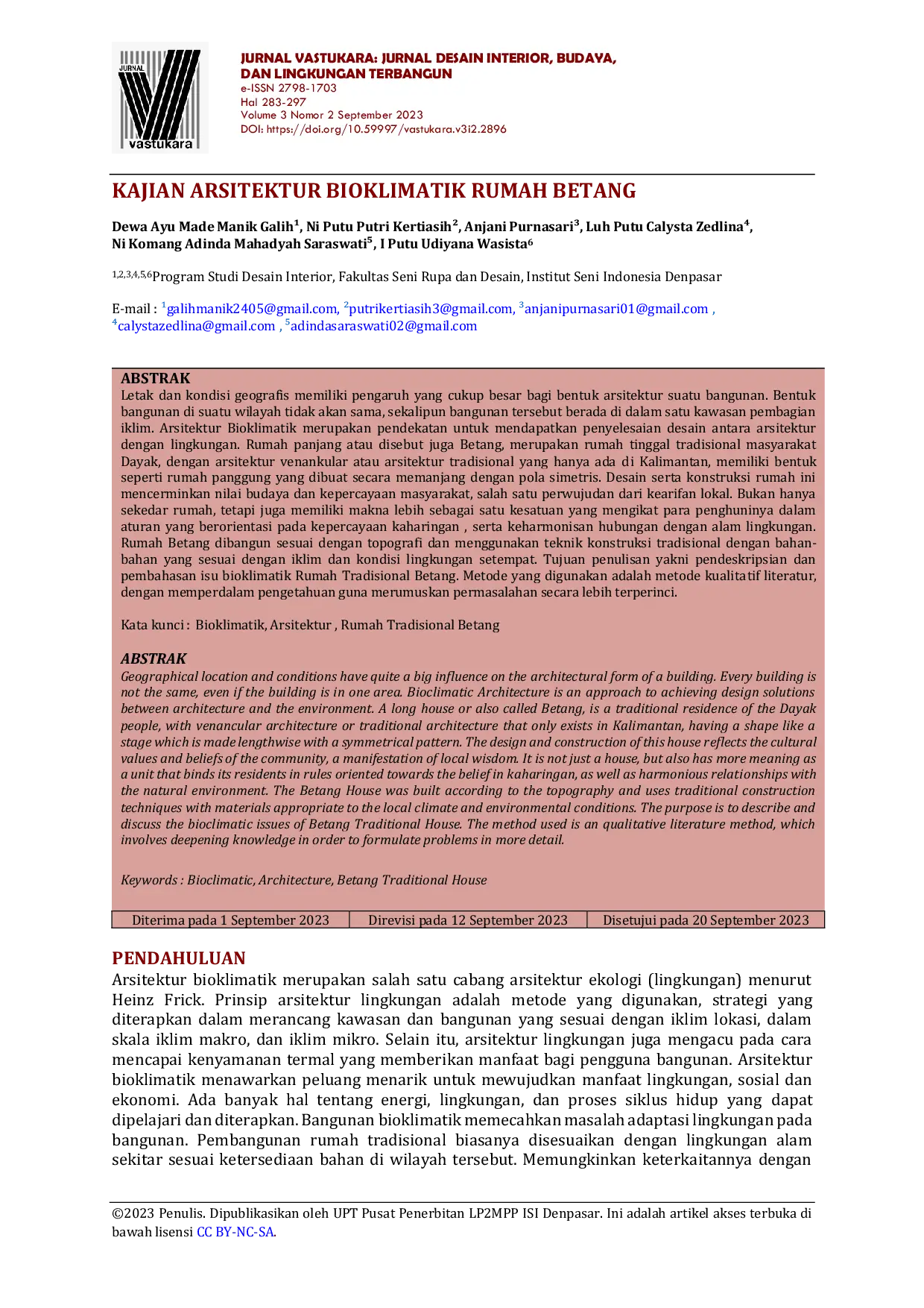 JURIS KAJIAN ARSITEKTUR BIOKLIMATIK RUMAH BETANG