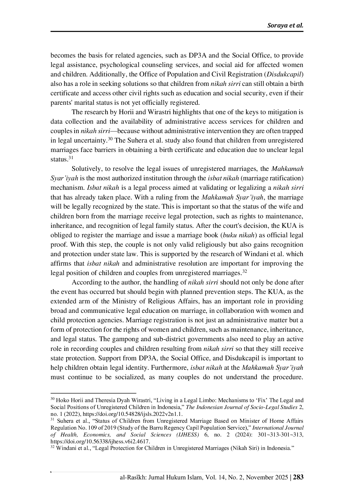 JURIS Legal Protection of Women and Children in the Practice of Nikah Sirri Unregistered Marriage
