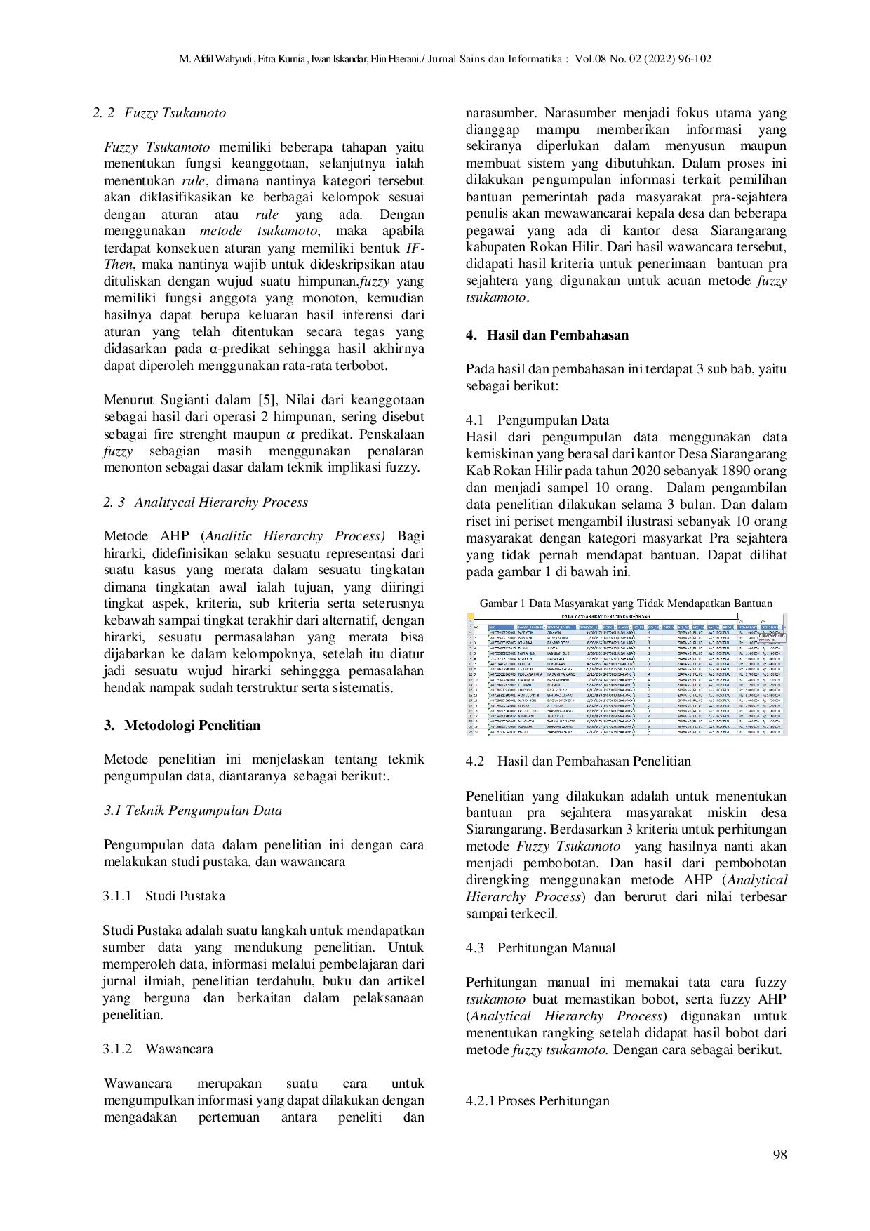 JURIS Metode Fuzzy Tsukamoto dan Analitical Hierarchy Process Untuk Penerima Bantuan Pemerintah