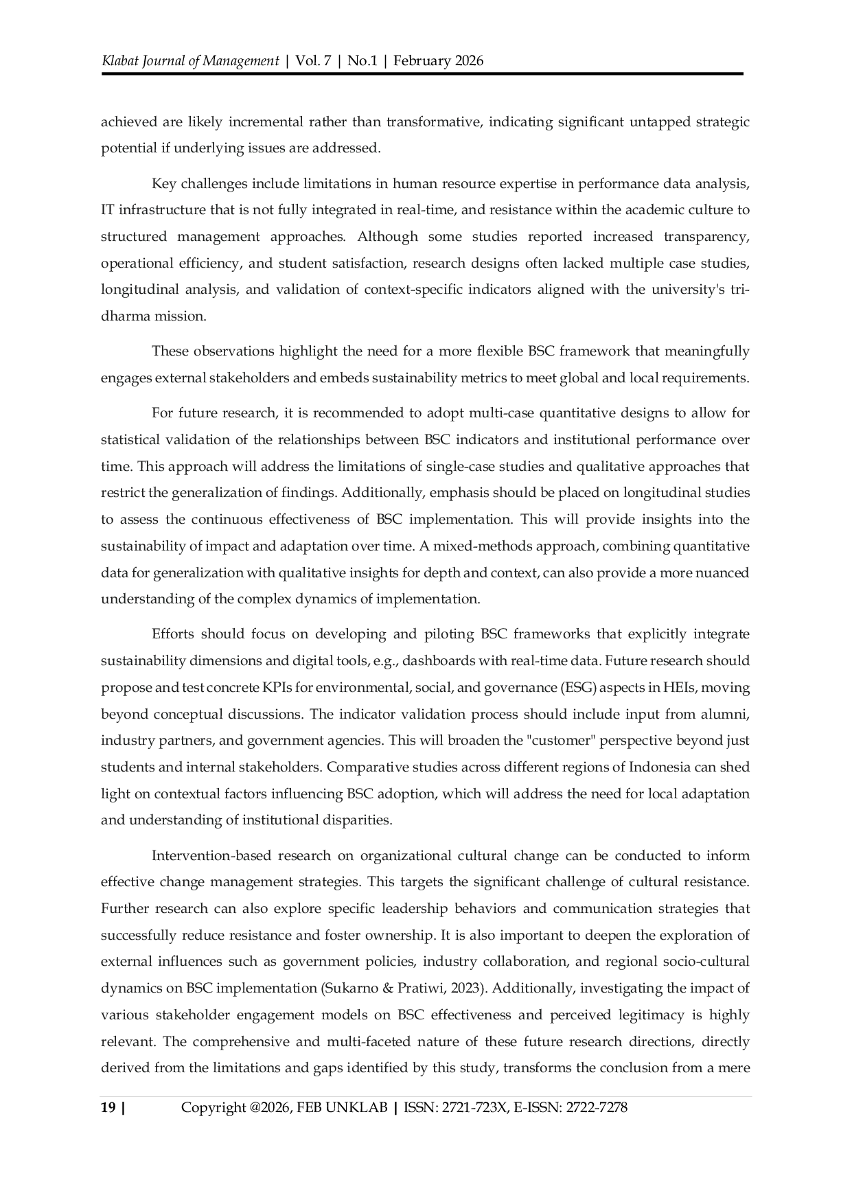 JURIS Implementation of the Balanced Scorecard in Higher Education Performance Management A Comparative Study Between Indonesia and International Cases