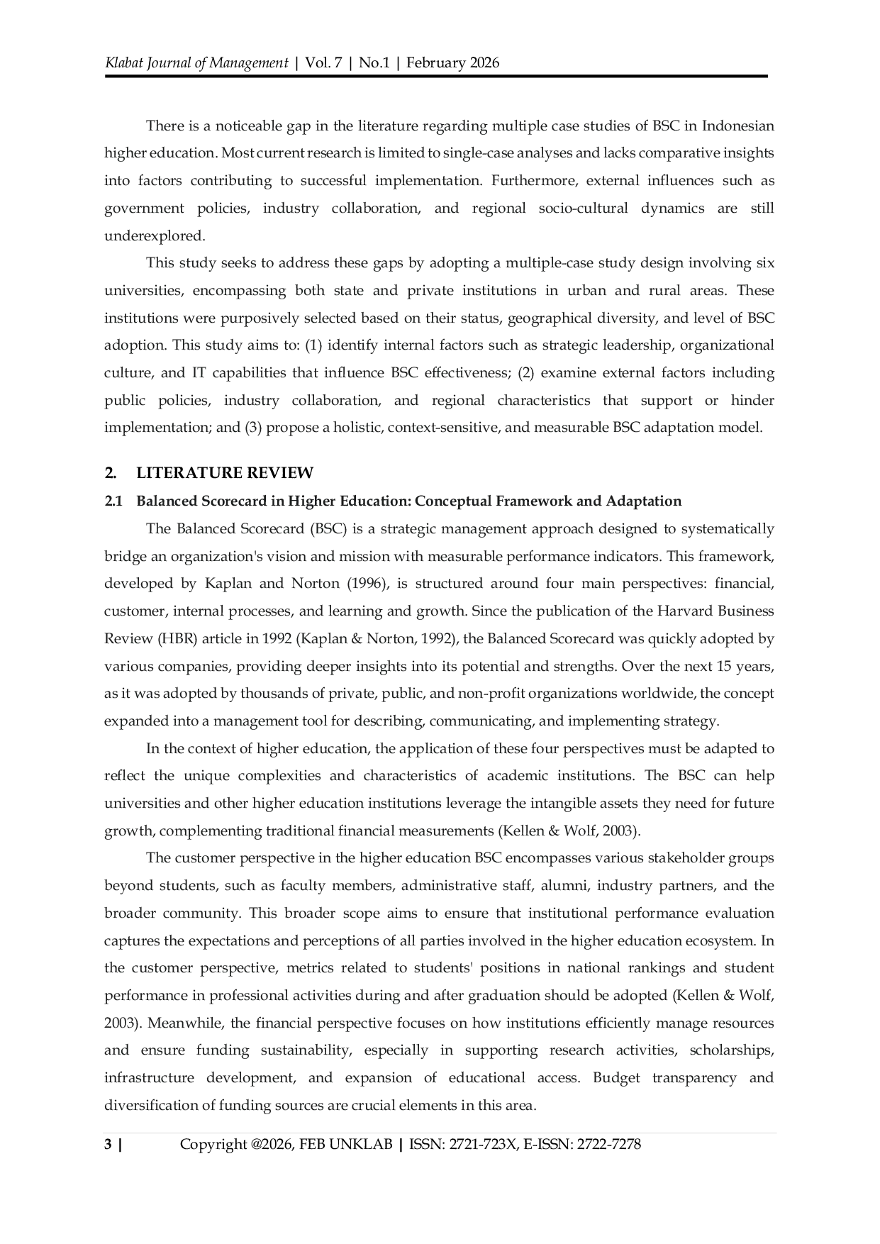 JURIS Implementation of the Balanced Scorecard in Higher Education Performance Management A Comparative Study Between Indonesia and International Cases