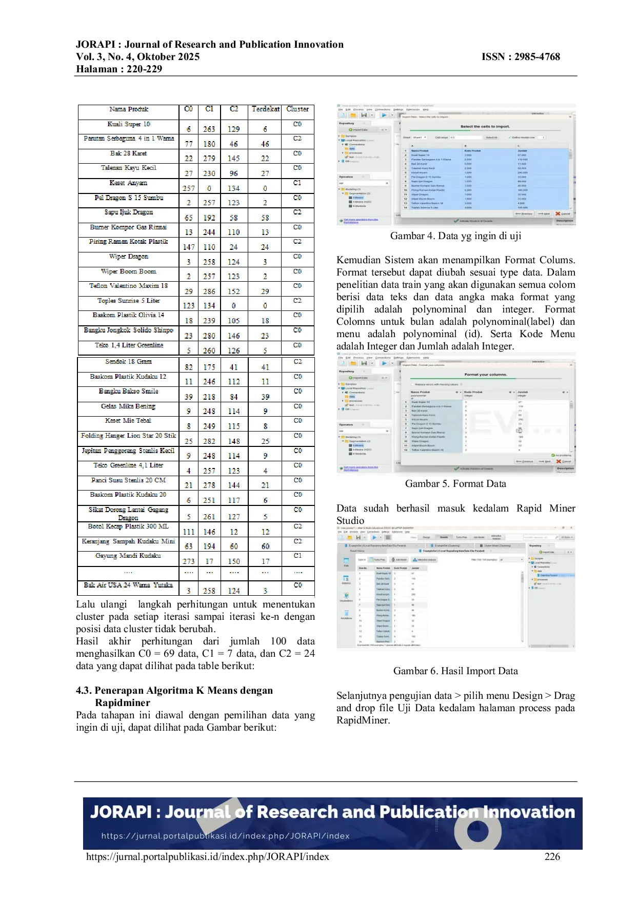 JURIS Pengelompokan Data Penjualan Alat Perabotan Menggunakan K Means Di Toko Eka Perabot Kota Tangerang