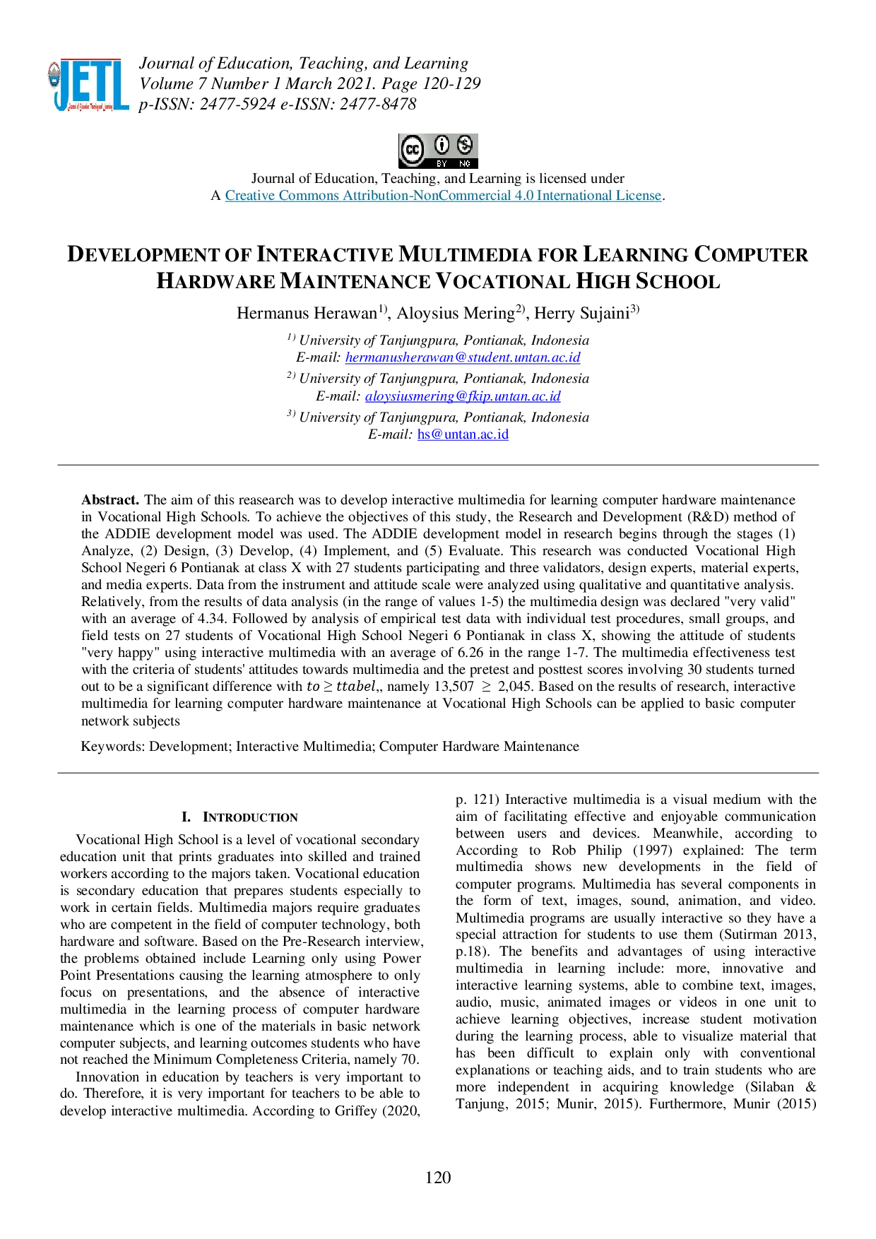 juris Development Of Interactive Multimedia For Learning Computer Hardware Maintenance Vocational High School